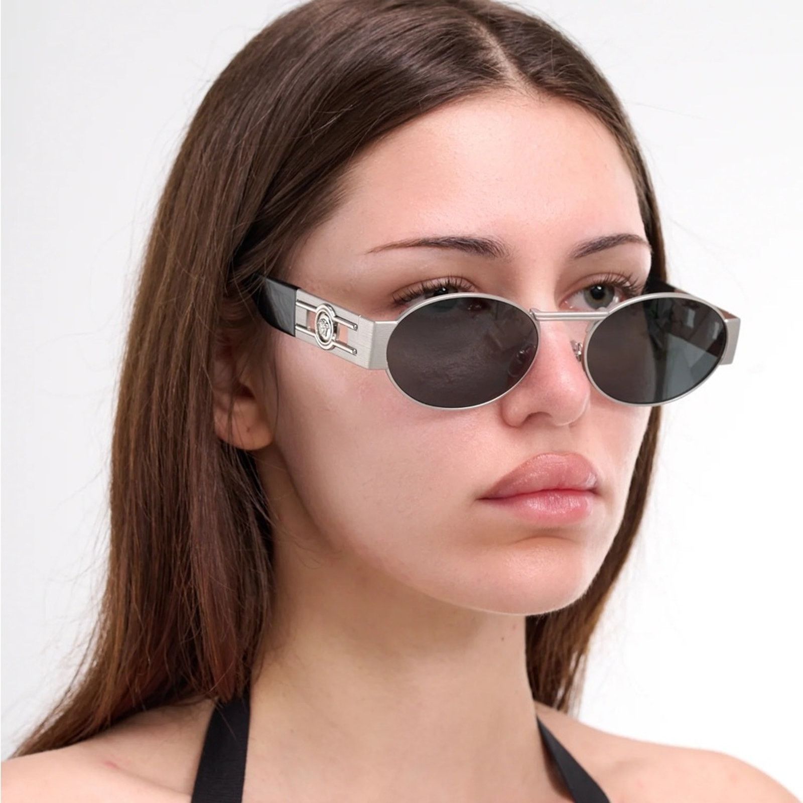 Versace NEW VERSACE VE2264 151387 Silver Dark Grey Unisex Sunglasses Size ONE SIZE - 5 Thumbnail