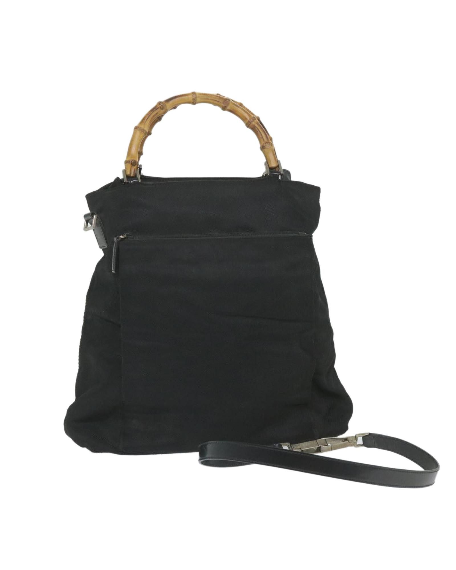 image of Gucci Canvas Shoulder Bag With Versatile Strap in Black, Women's