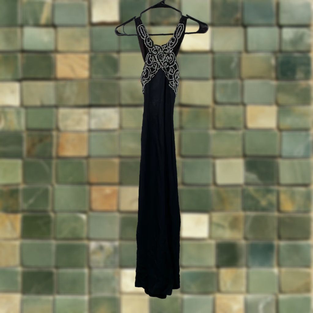 Vintage VINTAGE Blondie and Me 90s Black Bling Maxi Dress Prom 3/4 Sleeves (Juniors) Womens Size XS / US 0-2 / IT 36-38 - 1 Thumbnail