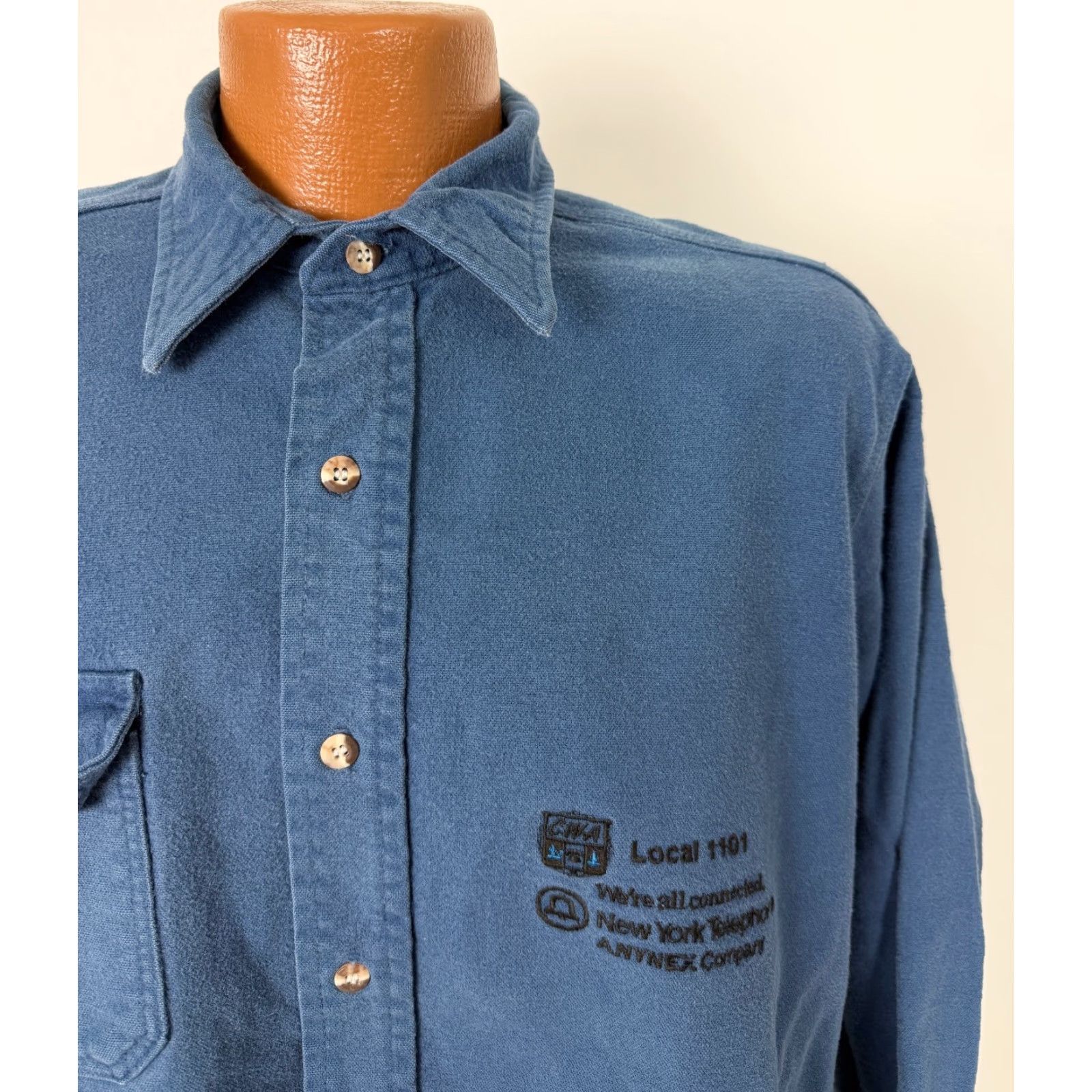 Vintage VINTAGE Deerskin Shirt Chamois Flannel Shirt Men L Blue Heavyweight Pockets 80s 90s Outdoor Casual Workwear Button-Up Wool? Size US L / EU 52-54 / 3 - 2 Thumbnail
