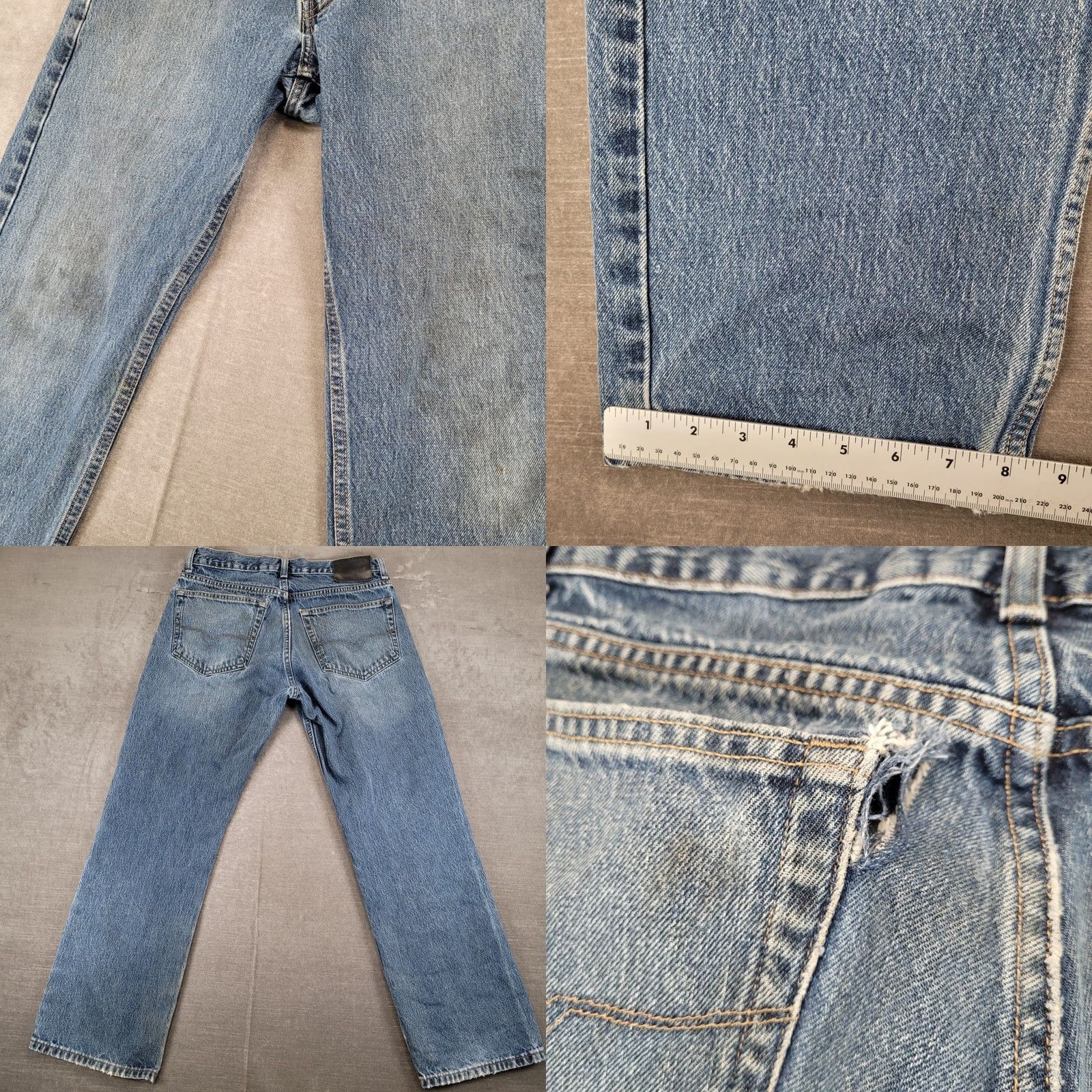 Harley Davidson VINTAGE Harley-Davidson Jeans Mens Bootcut Denim 32x29 Blue Leather Belt Loops Mens Jeans Distressed Authentic MotorClothes 90s Size US 32 / EU 48 - 8 Thumbnail