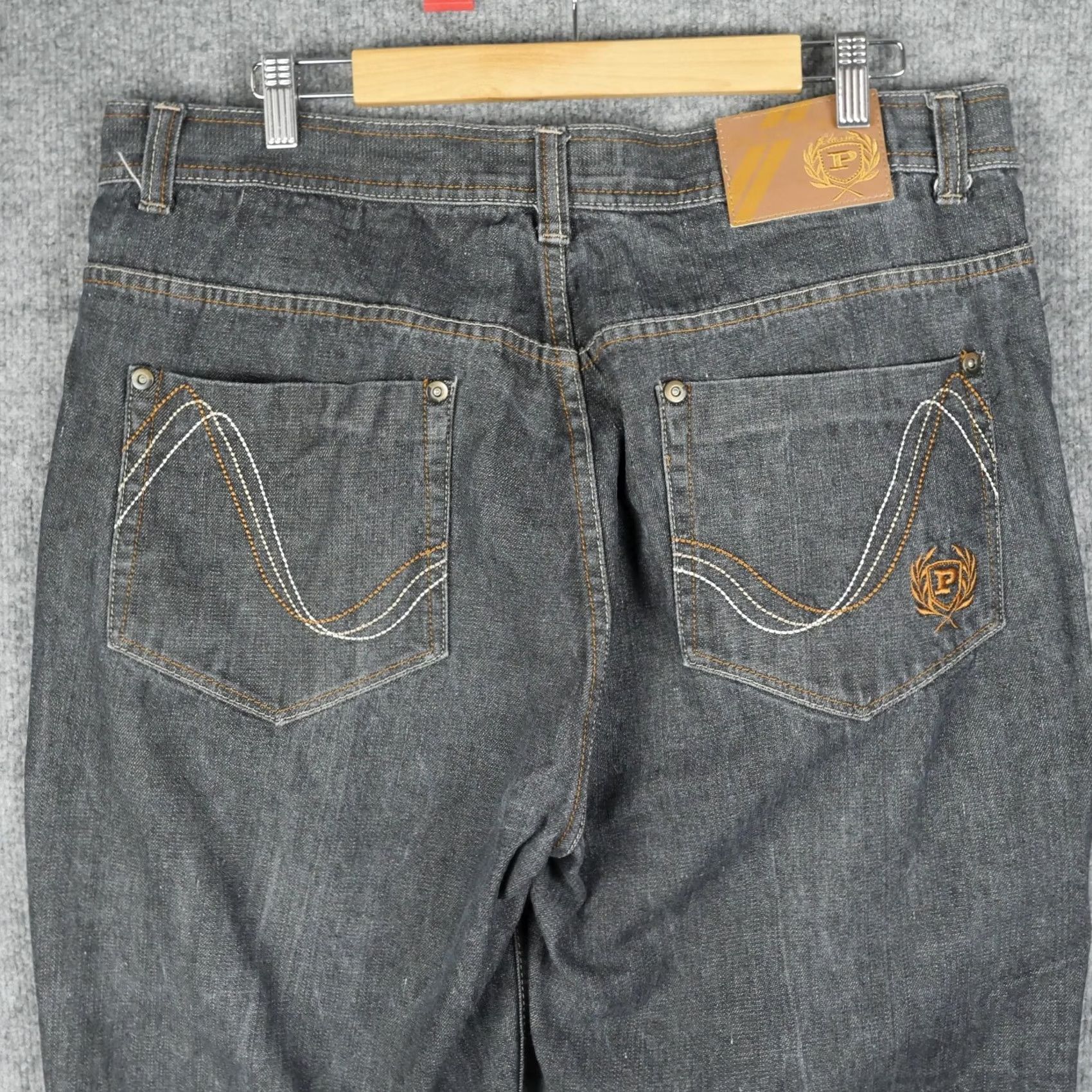 Phat Farm Phat Farm Jeans Mens 38x34 Gray Denim Straight Embroidered Baggy Skater Hip Hop Size US 38 / EU 54 - 2 Thumbnail
