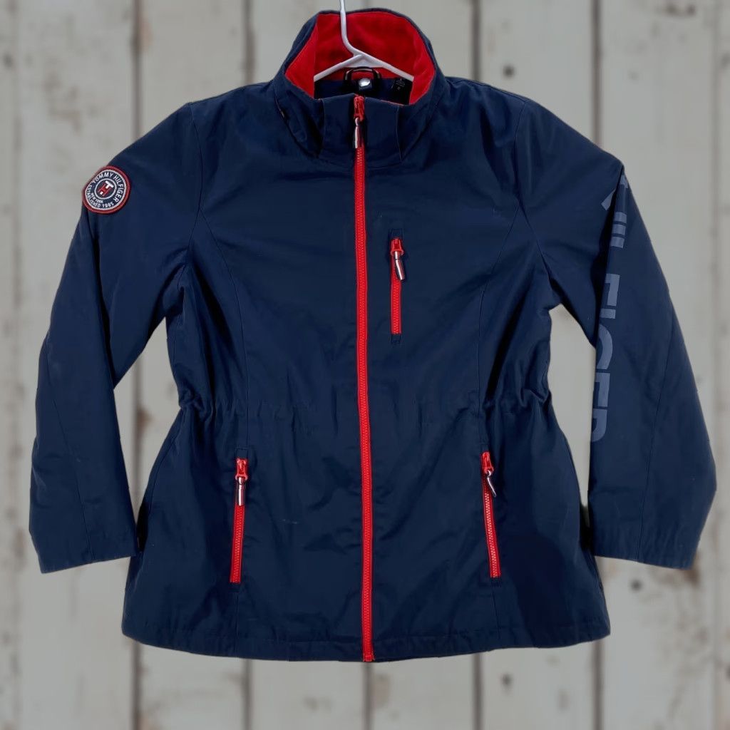 Tommy Hilfiger TOMMY HILFIGER Shell Jacket Women Large Blue Red Full Zip Pockets Zip Zippered Size L / US 10 / IT 46 - 1 Thumbnail