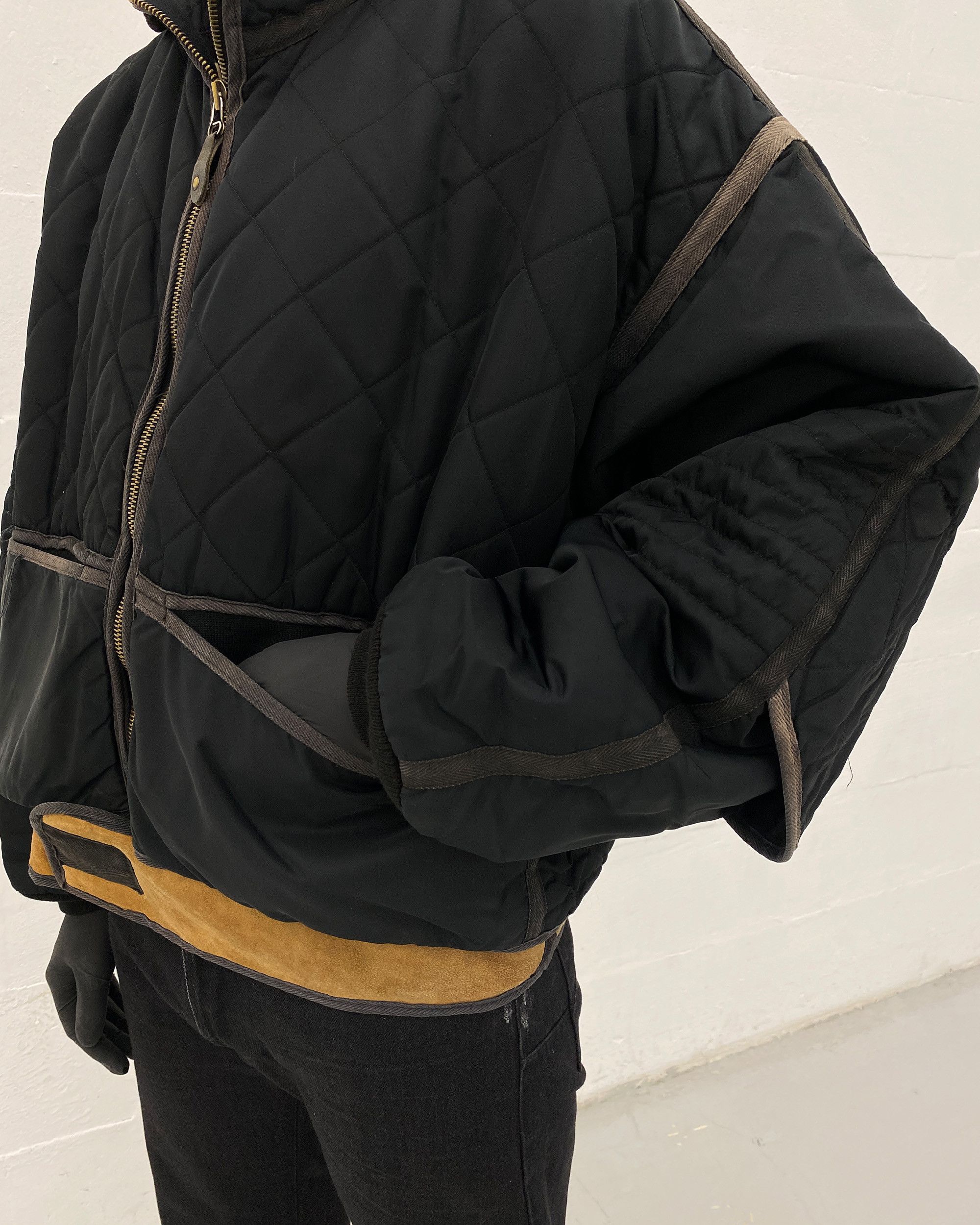 Chevignon 1980s Cosmos Nylon Leather Obersized Flight Jacket Size US XXL / EU 58 / 5 - 7 Thumbnail