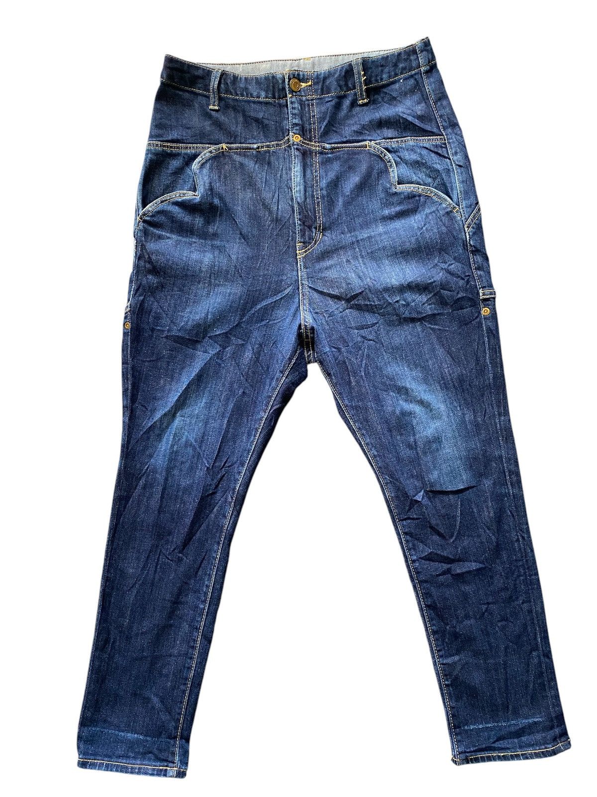 Issey Miyake × Japanese Brand × mercibeaucoup Rare Mercibeaucop Issey Miyake Drop Crotch Denim Pants Size US 30 / EU 46 - 1 Thumbnail