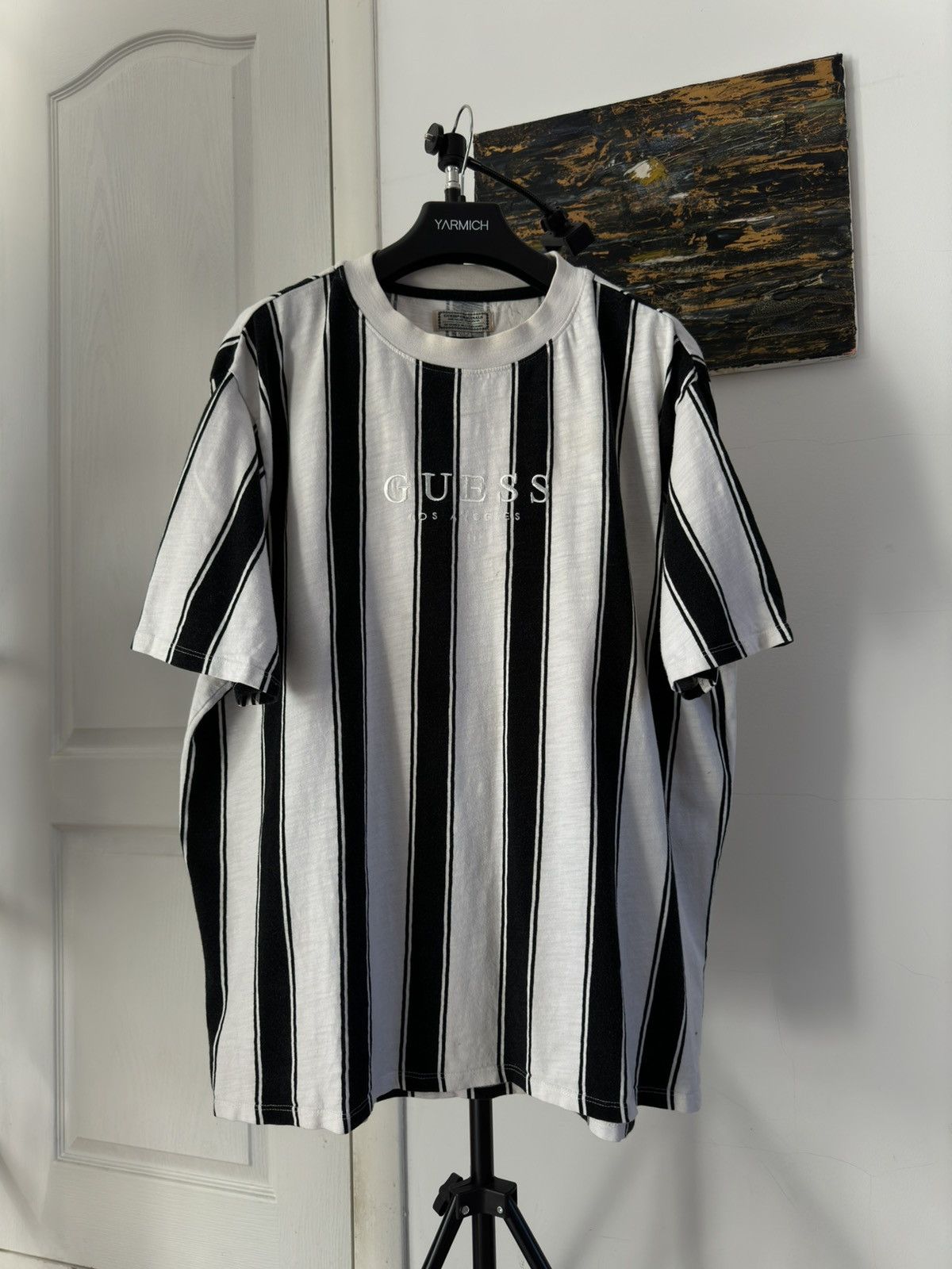 A$AP Rocky × Guess × Vintage Vintage GUESS like ASAP ROCKY Striped Spellout T Shirt Size US XL / EU 56 / 4 - 1 Thumbnail