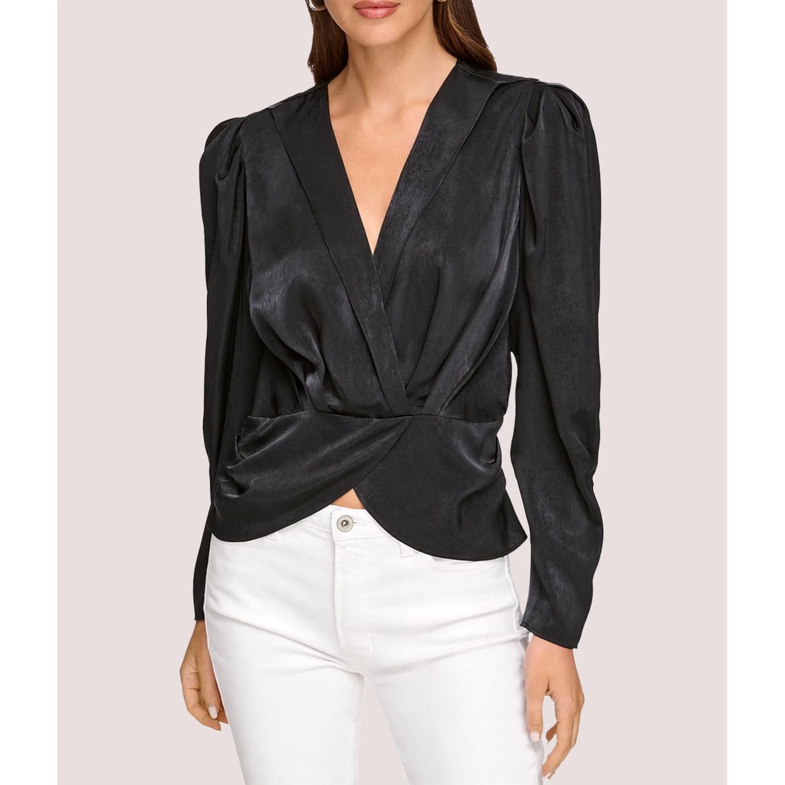 DKNY DKNY Womens Surplice Peplum Top Shell Blouse black M Size M / US 6-8 / IT 42-44 - 1 Thumbnail