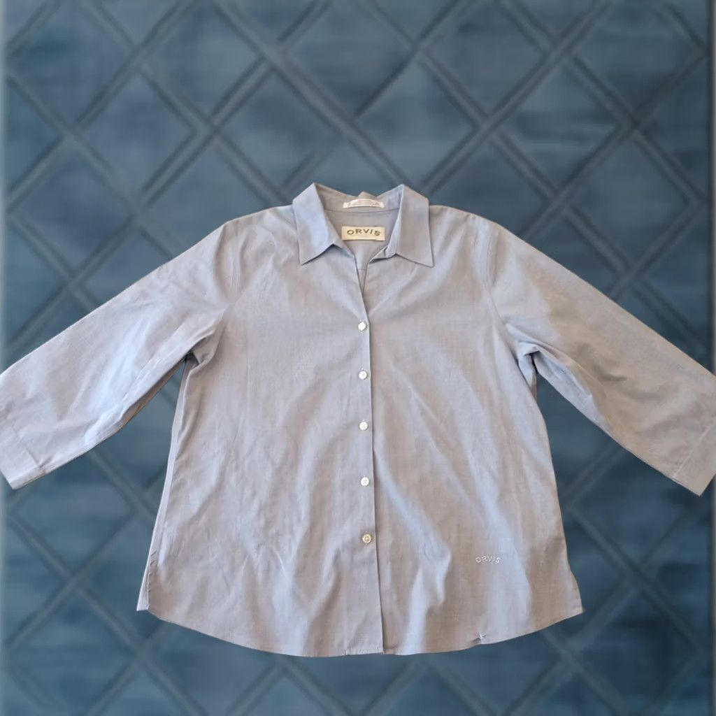 Orvis Orvis Shirt Womens 14 Blue 3/4 Sleeve Button-Up Cotton Shirt Women Size 14 Blue 3/4 Sleeve Button-Up Cotton Size XL / US 12-14 / IT 48-50 - 1 Thumbnail