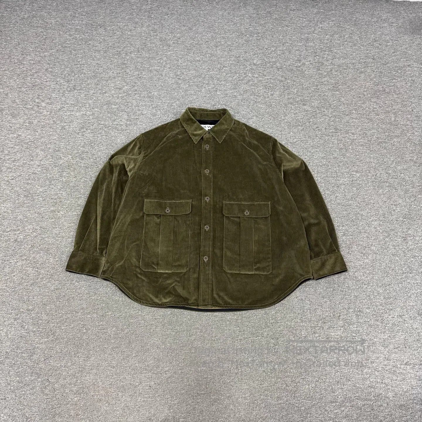 Loewe LOEWE Back leather tag with logo; military-green corduroy Size ONE SIZE - 1 Thumbnail