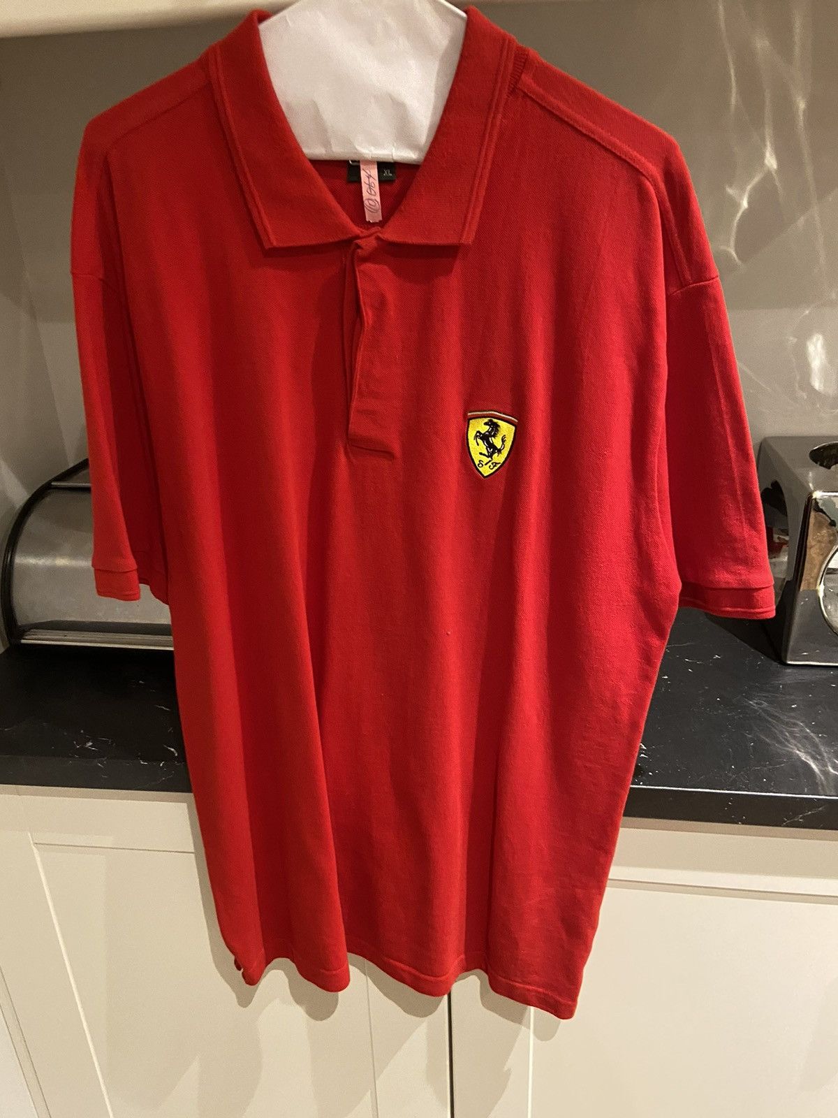 Image of Ferrari Polo T-Shirt in Red, Men's (Size XL)