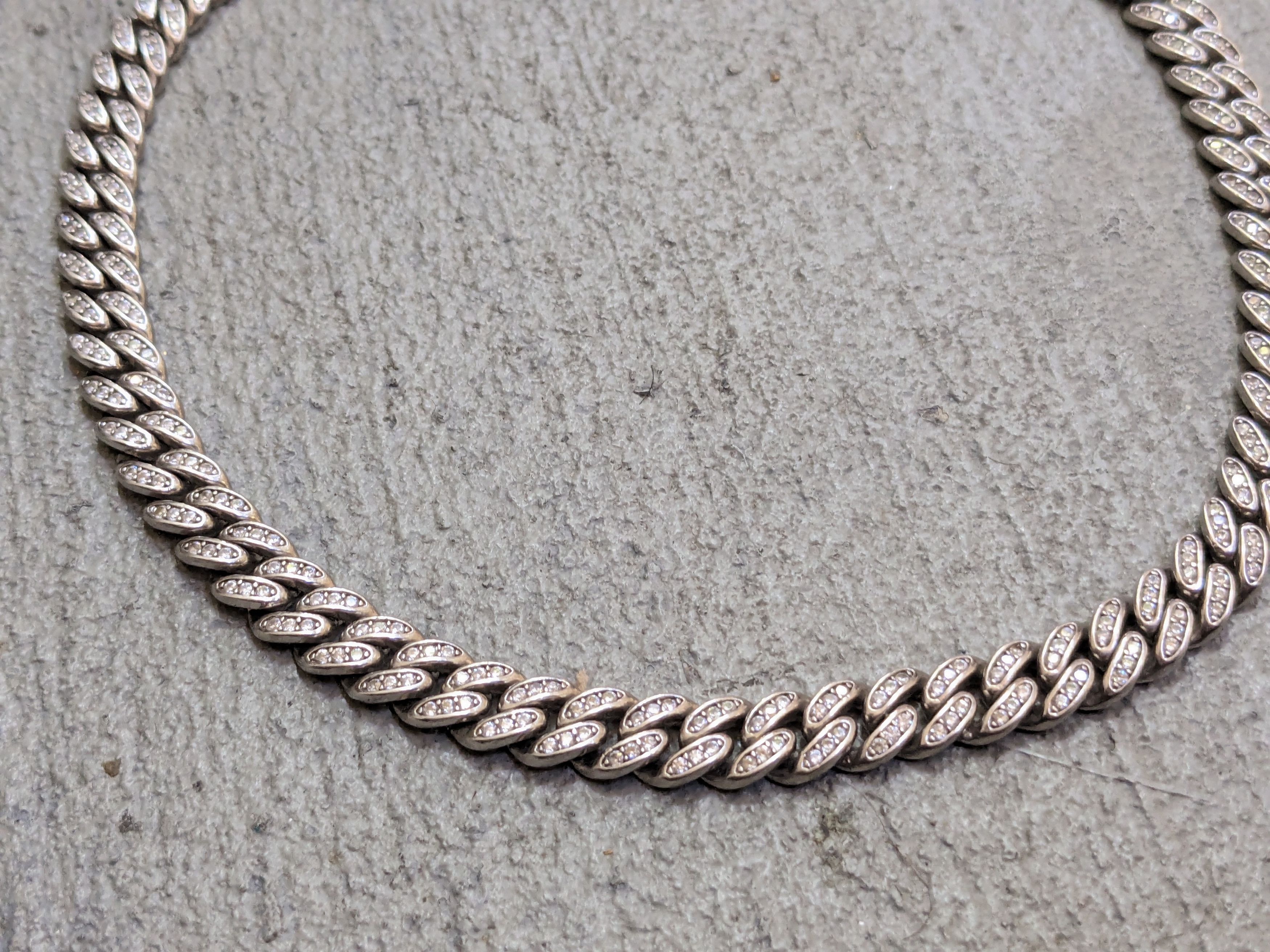 Jewelry Sterling Silver Cuban Choker Necklace CZ Miami 16" Bling Size ONE SIZE - 2 Thumbnail