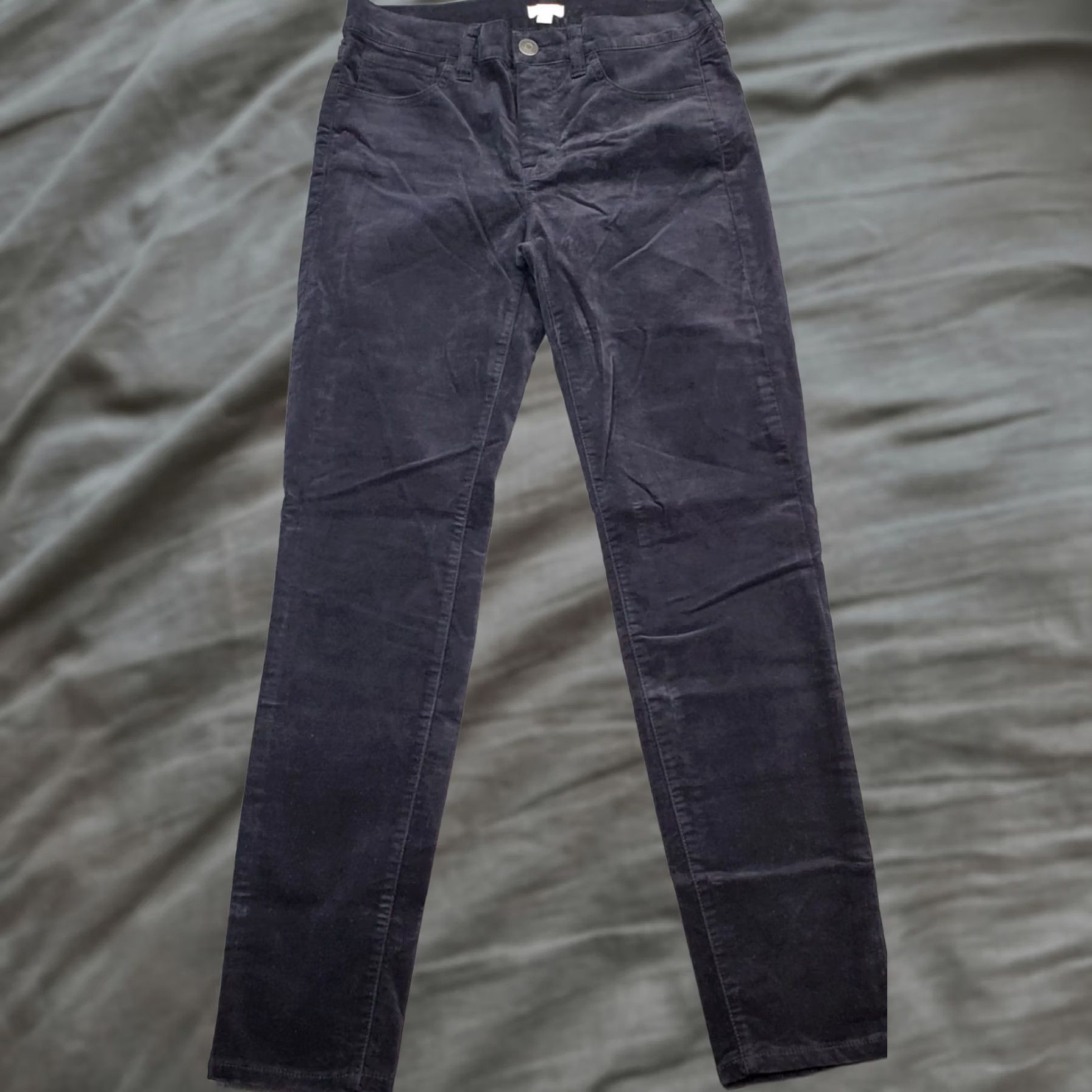 J.Crew J.CREW Velour Pants Womens Size 27 Black Cotton Stretch 5-Pocket Design Shaped: Womens Size 27 Black Velour Pants Size 27" / US 4 / IT 40 - 1 Thumbnail