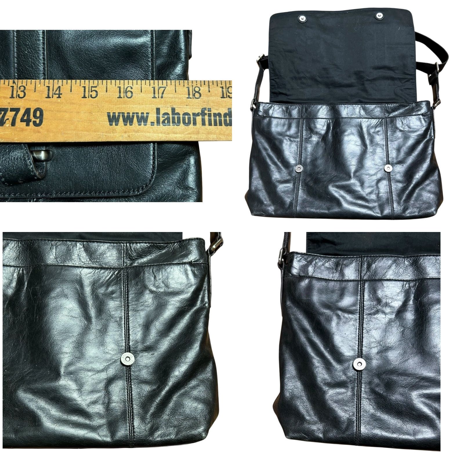 Fossil FOSSIL Black Leather Crossbody Messenger Laptop Bag Crossbody School Size ONE SIZE - 8 Thumbnail