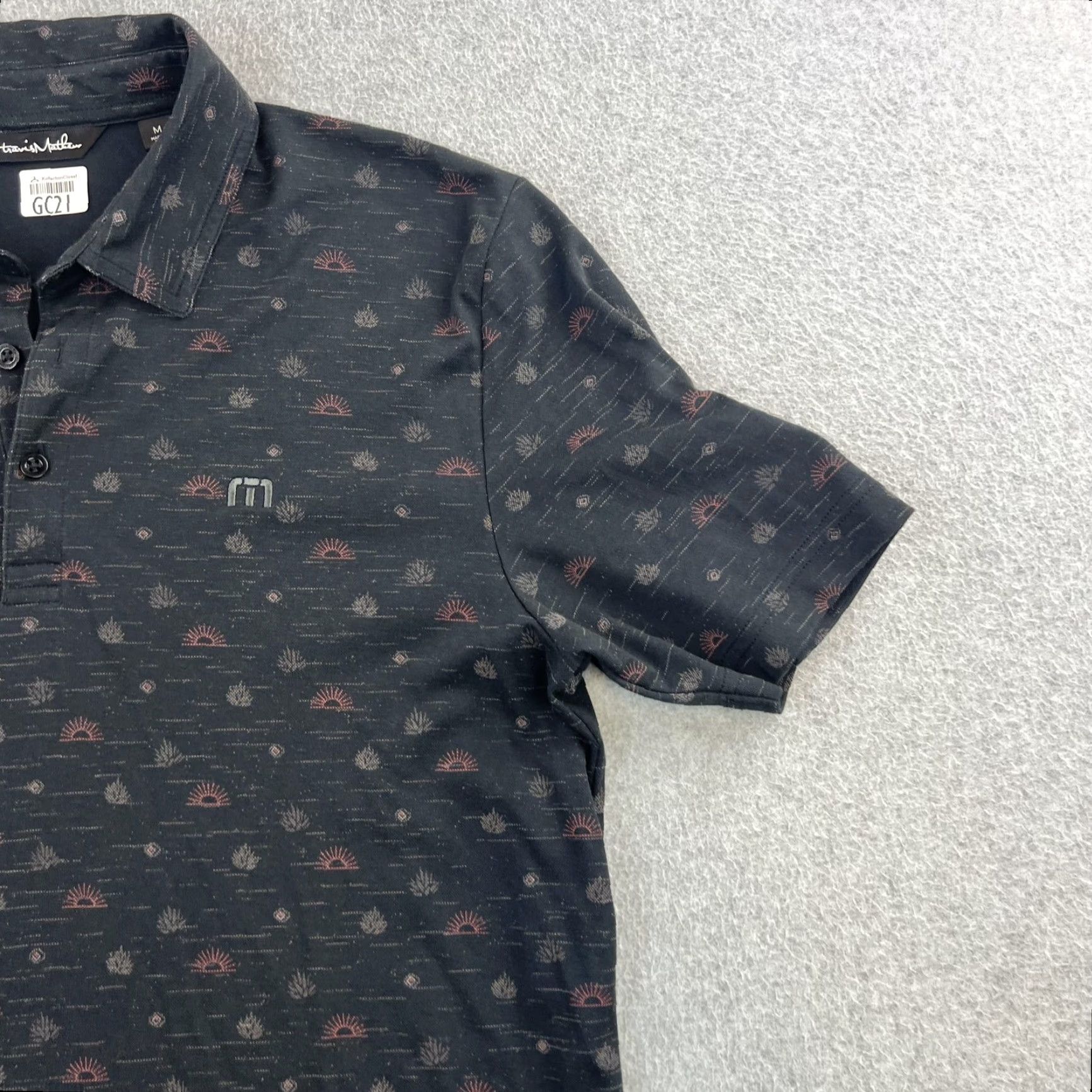 TravisMathew Travis Mathew Polo Shirt Mens M Black Golf Patterned SCP Hotels Adult Size US M / EU 48-50 / 2 - 7 Thumbnail