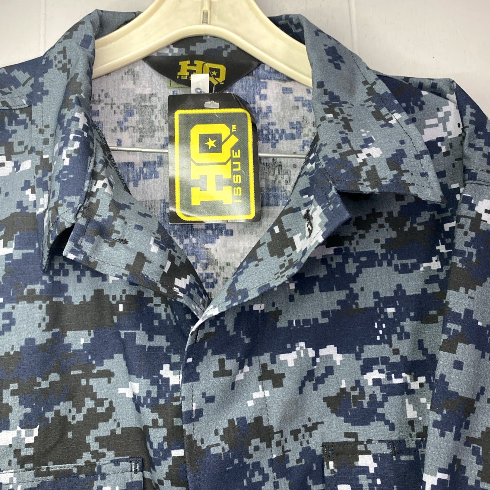 Vintage HQ Issue Blue Camo Utility Mens Long Sleeve Shirt XL Pattern: Solid Pockets Tactical Gear Military First Response Relaxed Fit Button Zip Shirt Size US XL / EU 56 / 4 - 3 Thumbnail