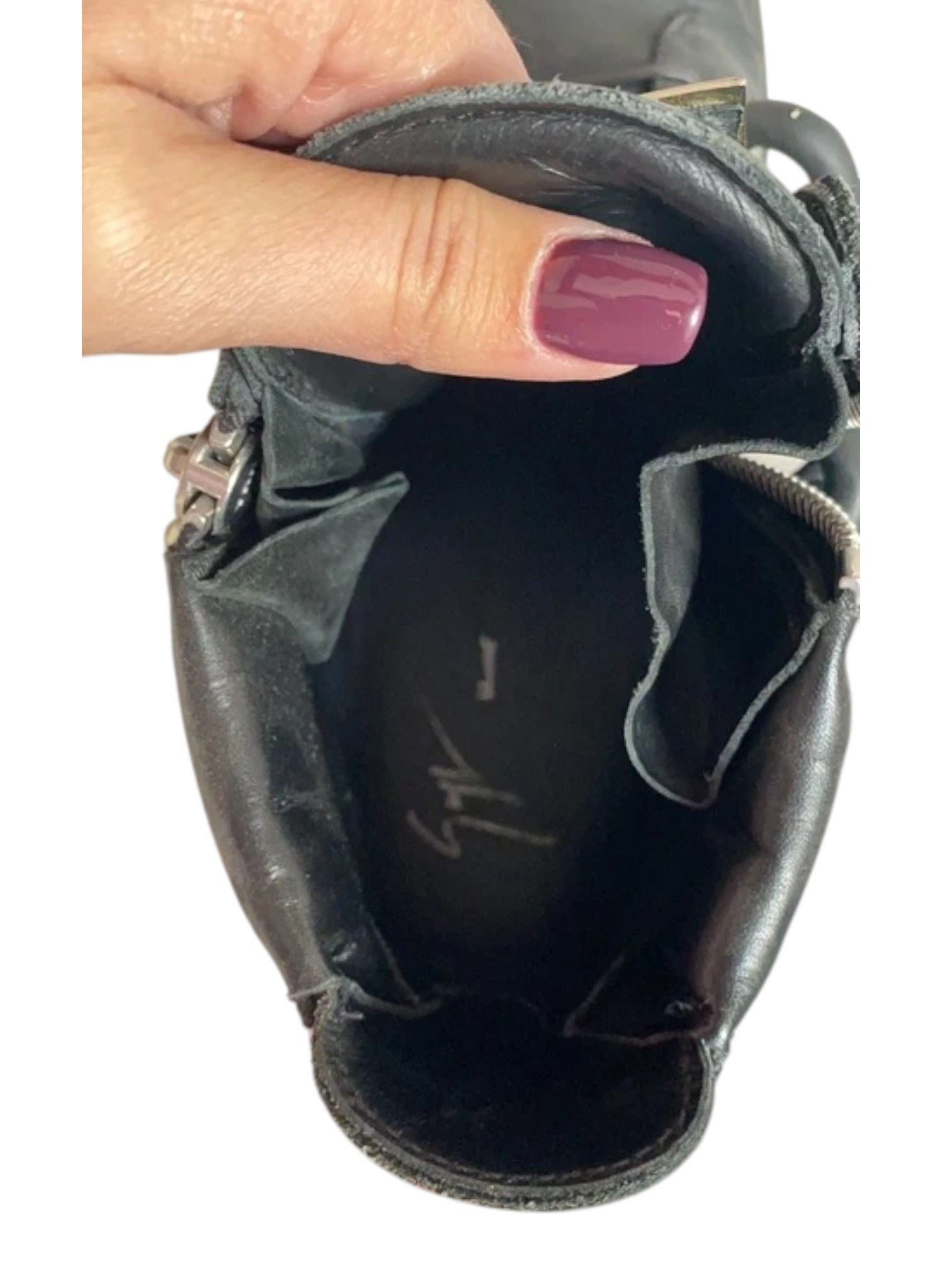 Giuseppe Zanotti Giuseppe Zanotti Black Leather Chain Silver Plate , 2010s Size US 7 / EU 40 - 2 Thumbnail