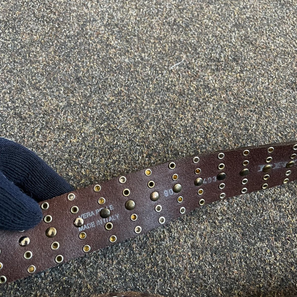 Vintage Vintage 90s Japanese Studded Leather Belt Goth Archive OS Size ONE SIZE - 4 Thumbnail