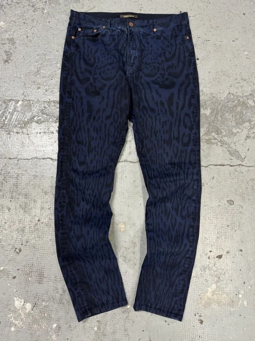 Designer × Roberto Cavalli × Vintage Roberto Cavalli Leopard Slim Navy & Black Pants Size US 32 / EU 48 - 1 Thumbnail