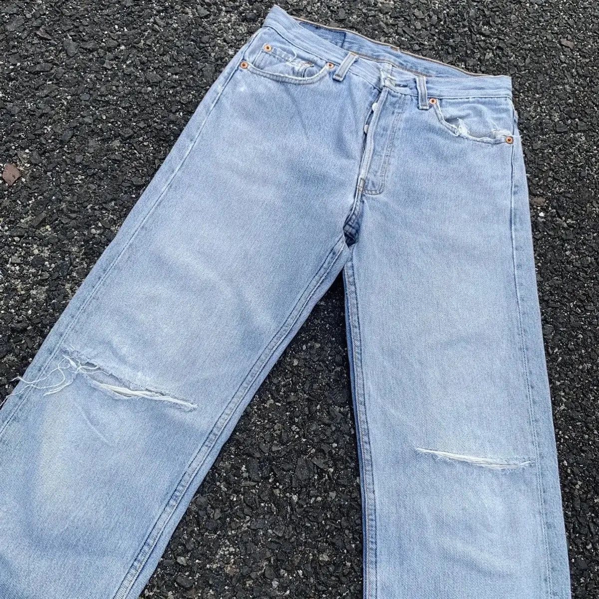 Levi's Ripped Levi’s 501 Jeans Light Wash Levis Denim Pants Size US 27 - 4 Thumbnail
