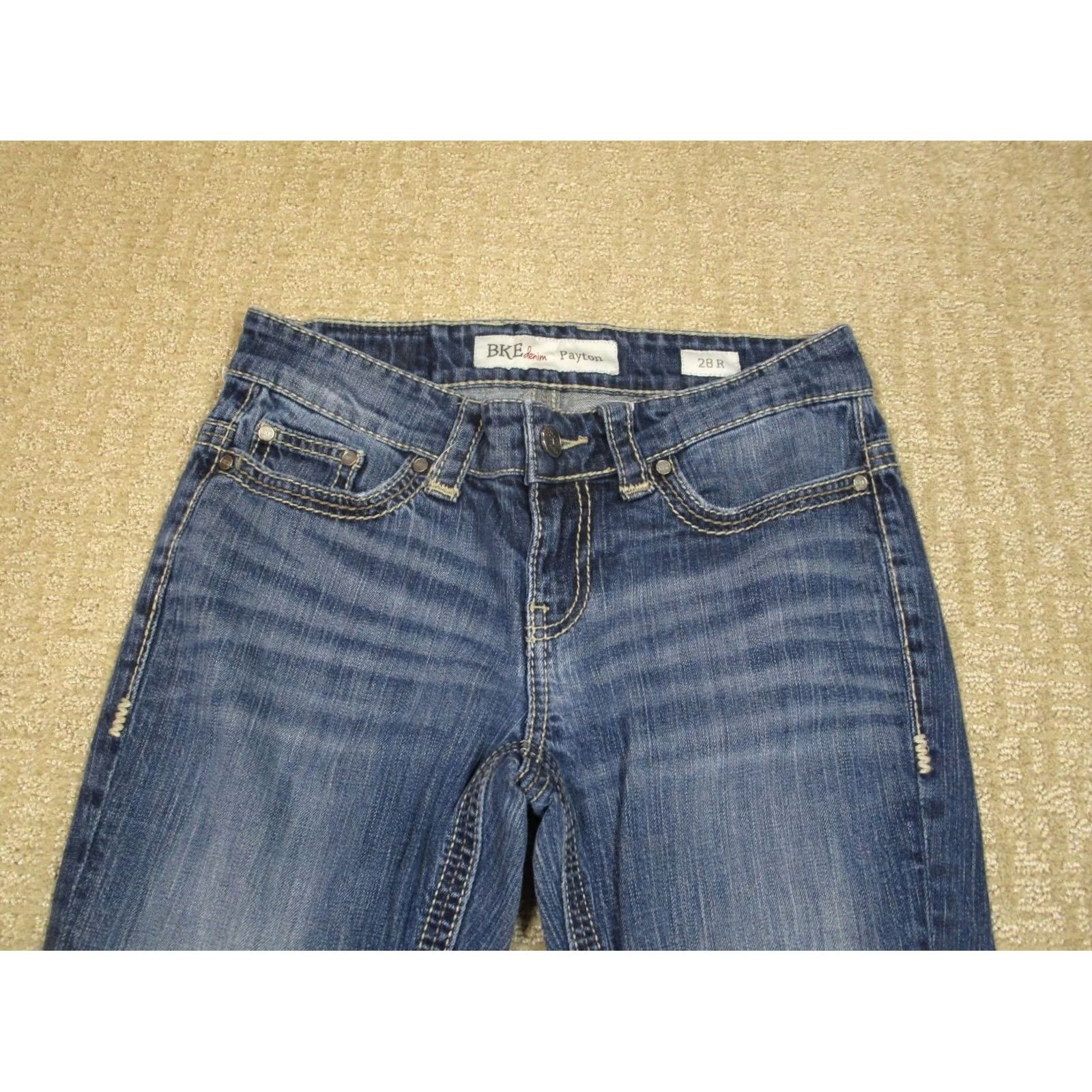 Vintage BKE Jeans Bootcut Women 28 Blue Dark Wash Denim Buckle Payton 5-Pocket Logo Stretch Size 28" / US 6 / IT 42 - 2 Thumbnail