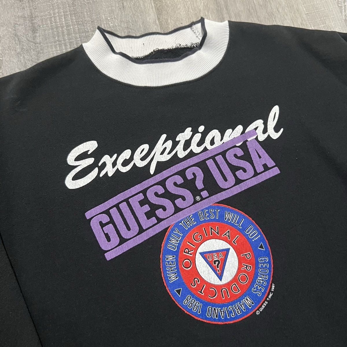 Guess × Vintage VTG Guess USA 1987 Black Georges Marciano 80s Sweatshirt Size US M / EU 48-50 / 2 - 2 Thumbnail