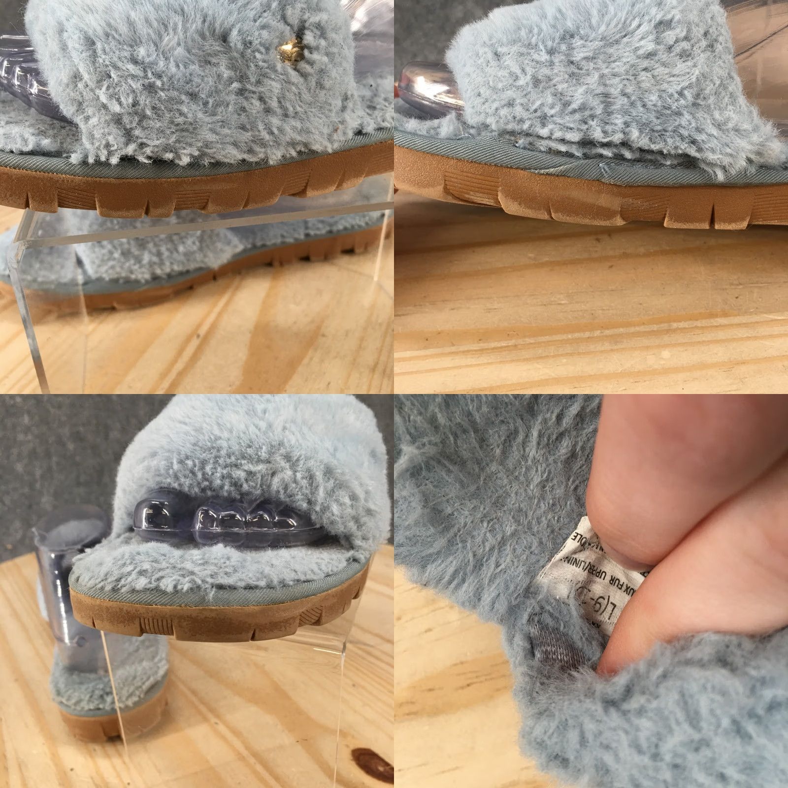 Vintage Kelly & Katie Slippers Womens 9-10 Blue Slides Faux Fur Cozy Indoor Comfort Slipper Size US 9 / IT 39 - 9 Thumbnail