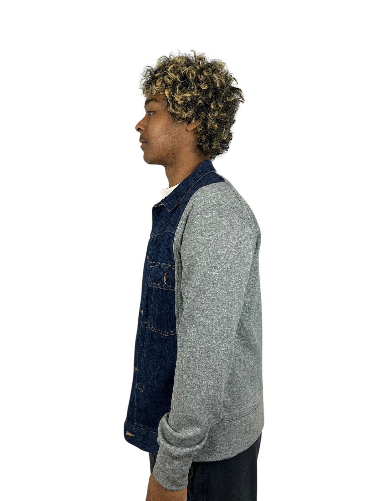 Japanese Brand Cabane de Zucca Hybrid Denim & Sweat Jacket Size US M / EU 48-50 / 2 - 4 Thumbnail