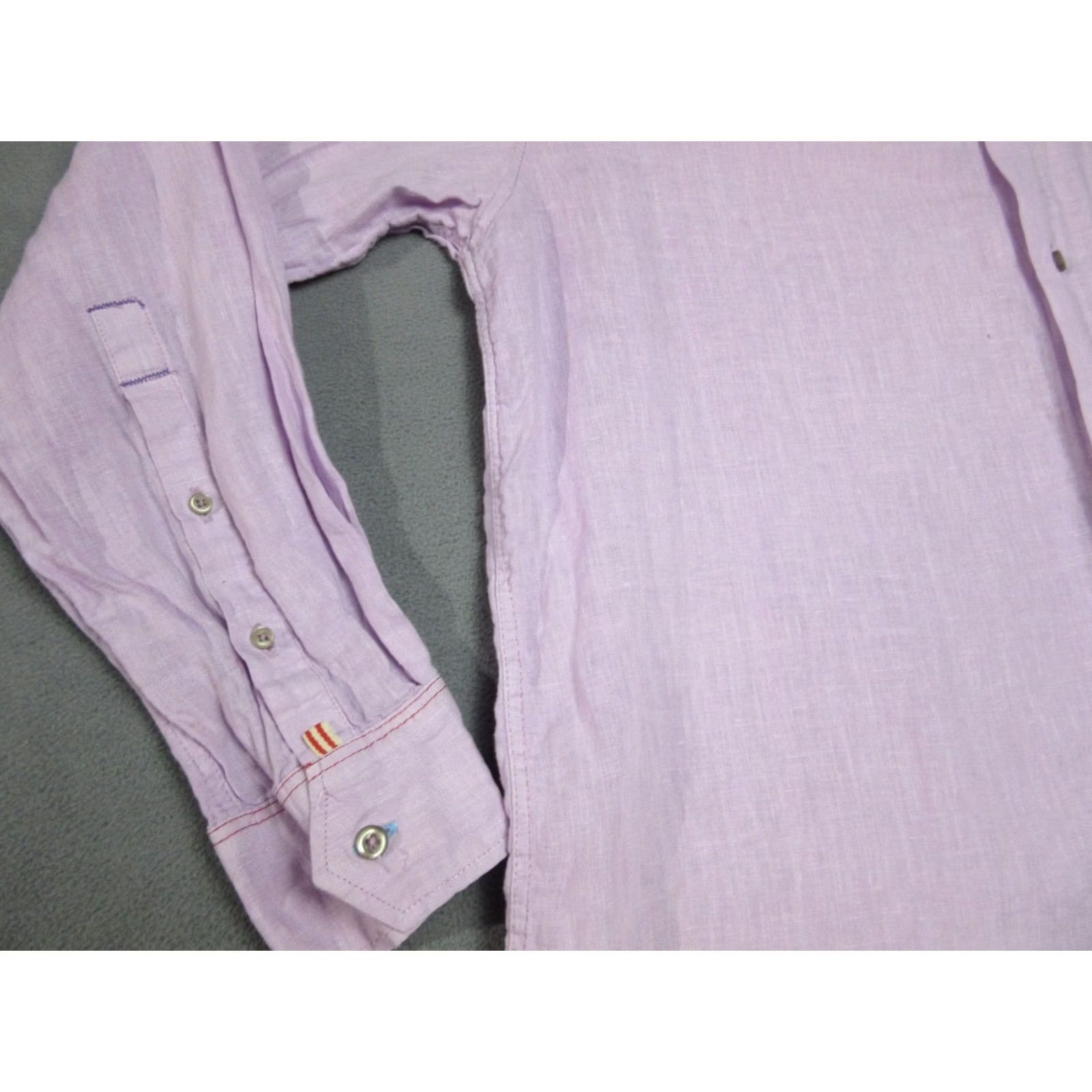 Logo 7 EQ Shirt Mens XL Purple Linen Integrity Every Garment Embroidered Logo Button Size US XL / EU 56 / 4 - 4 Thumbnail