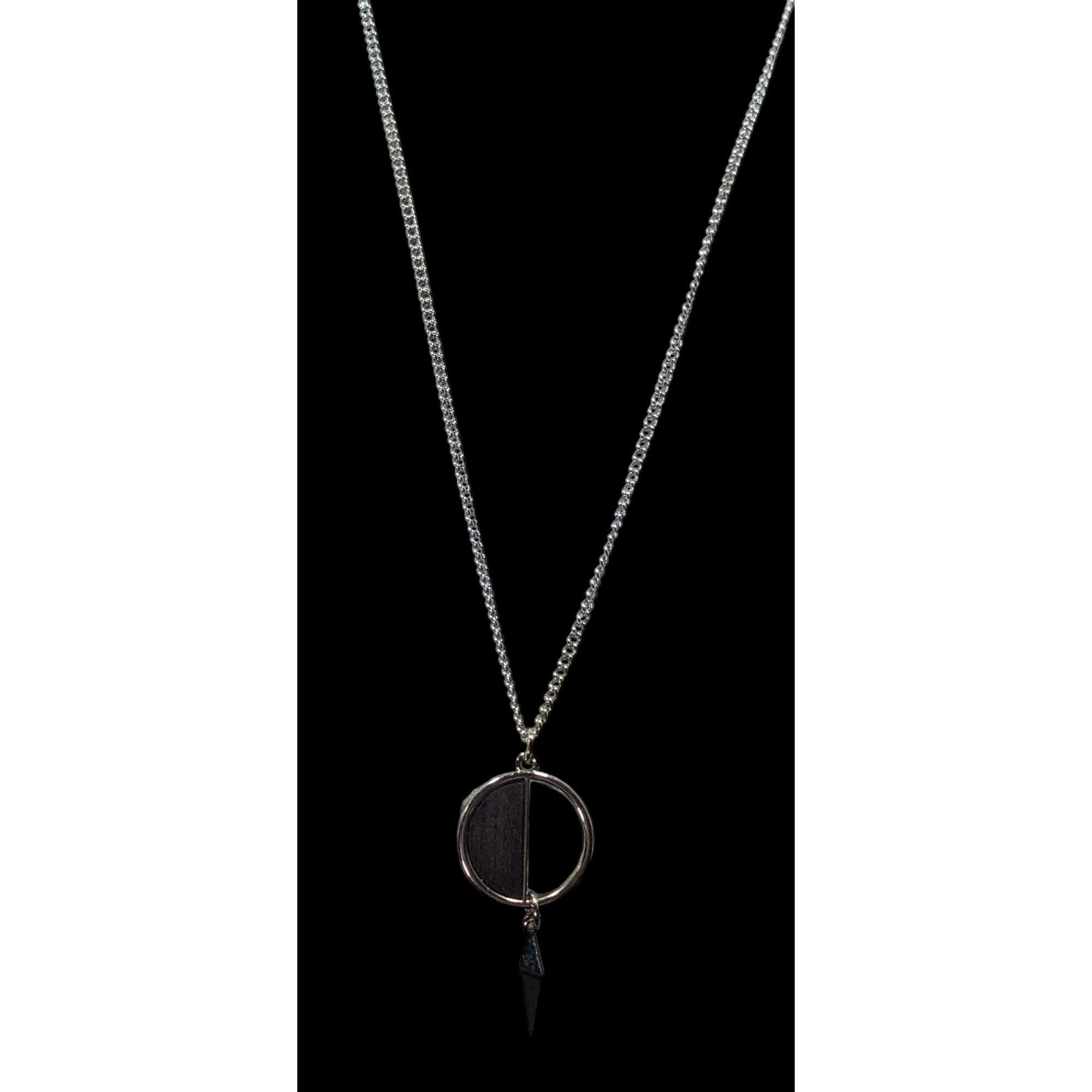 Other Geometric Brown Wood And Silver Tone Metal Pendant Necklace Size ONE SIZE - 3 Thumbnail