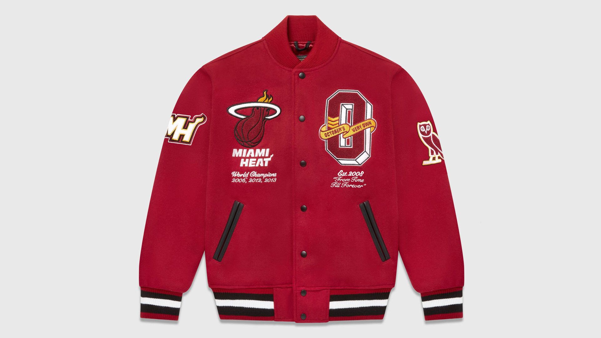 Drake × October's Very Own October’s Very Own x NBA Miami Heat Varsity Jacket - Medium Size US M / EU 48-50 / 2 - 1 Thumbnail
