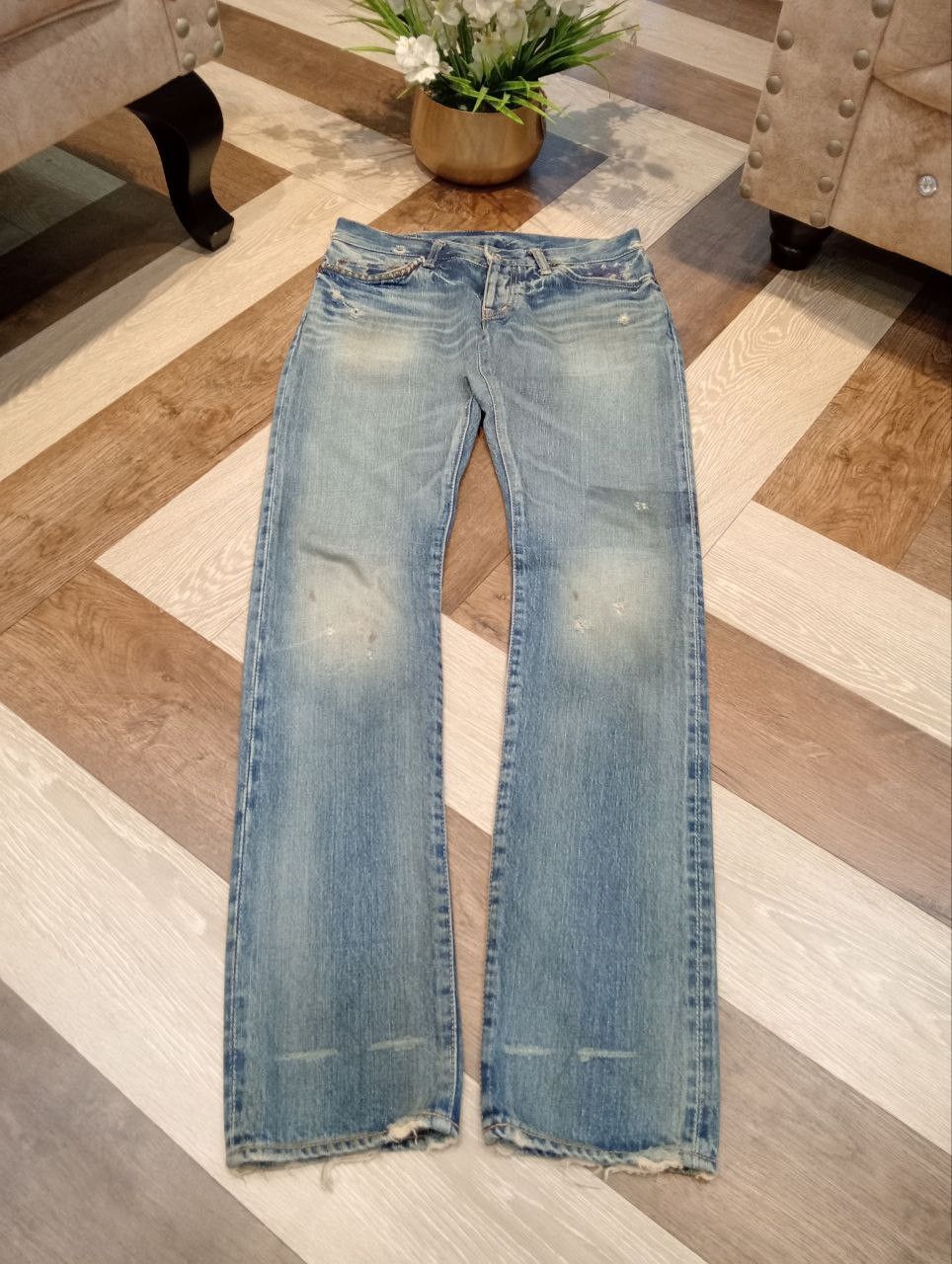 Hysteric Glamour HYSTERIC GLAMOUR KINKY BLUE DISTRESSED SELVEDGE DENIM JEANS Size US 30 / EU 46 - 3 Thumbnail
