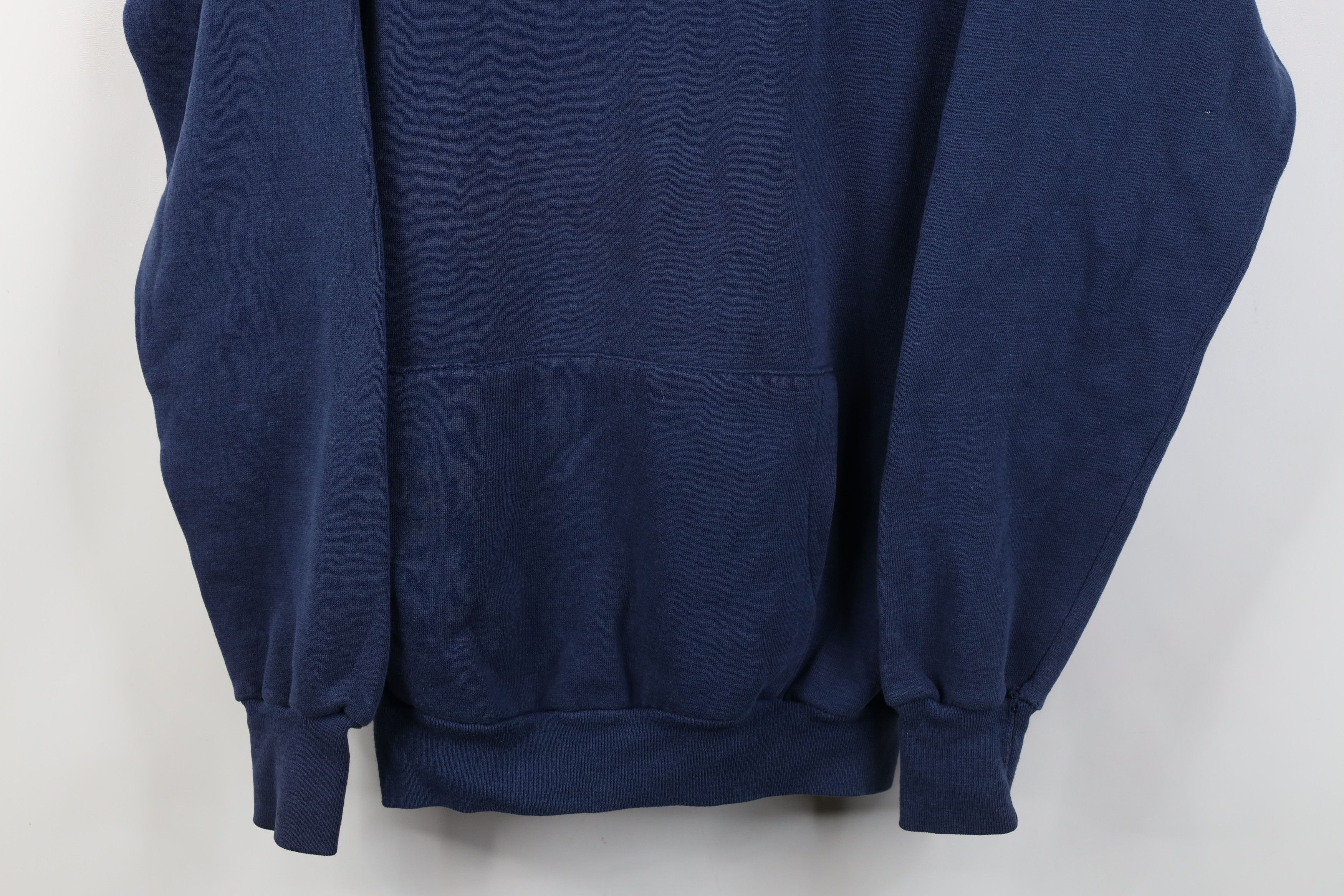 Vintage Vintage 70s Streetwear Blank Hoodie Sweatshirt Blue USA Size US XL / EU 56 / 4 - 3 Thumbnail