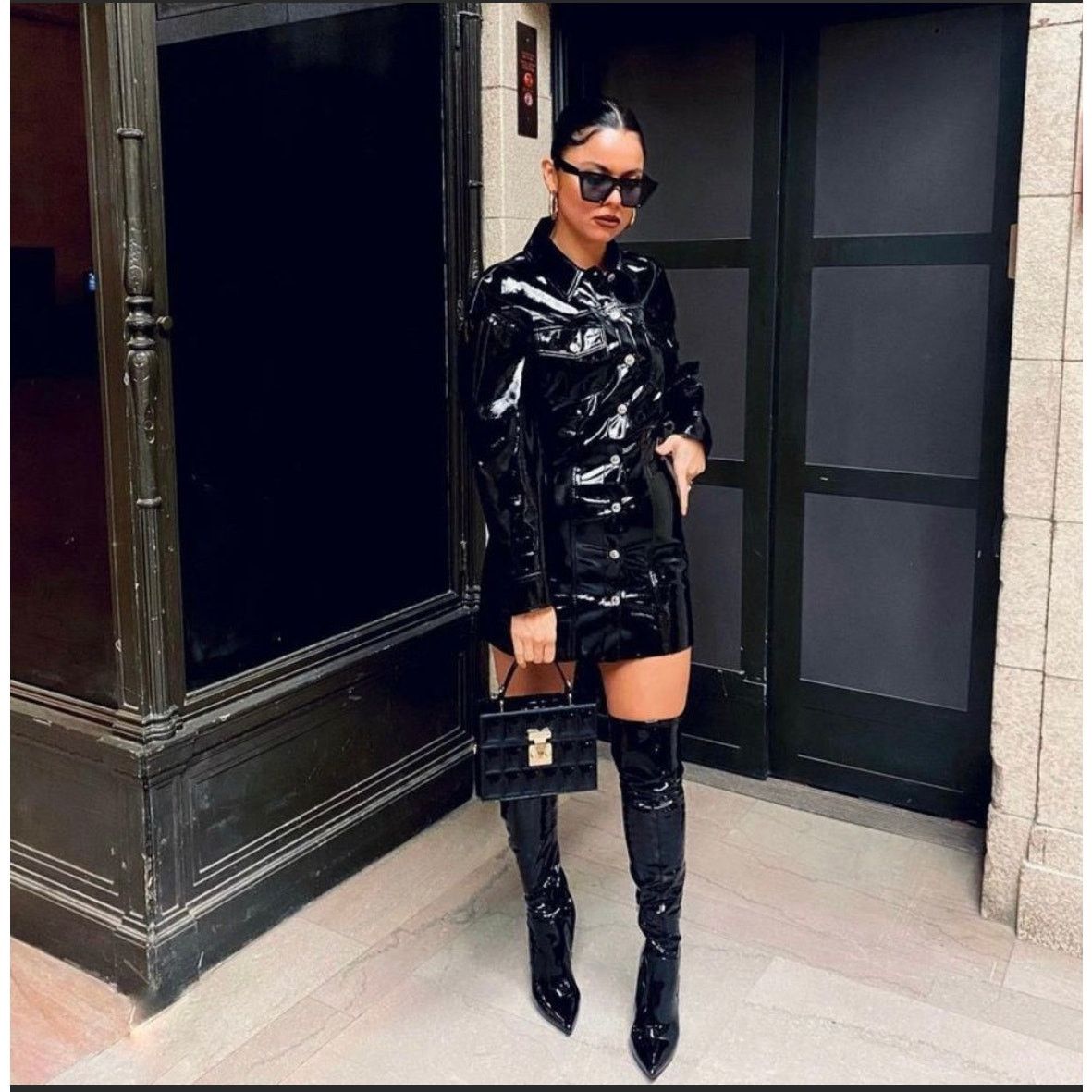 brown leather dress women Time For Happy Hour Faux Leather Mini Dress main image 0