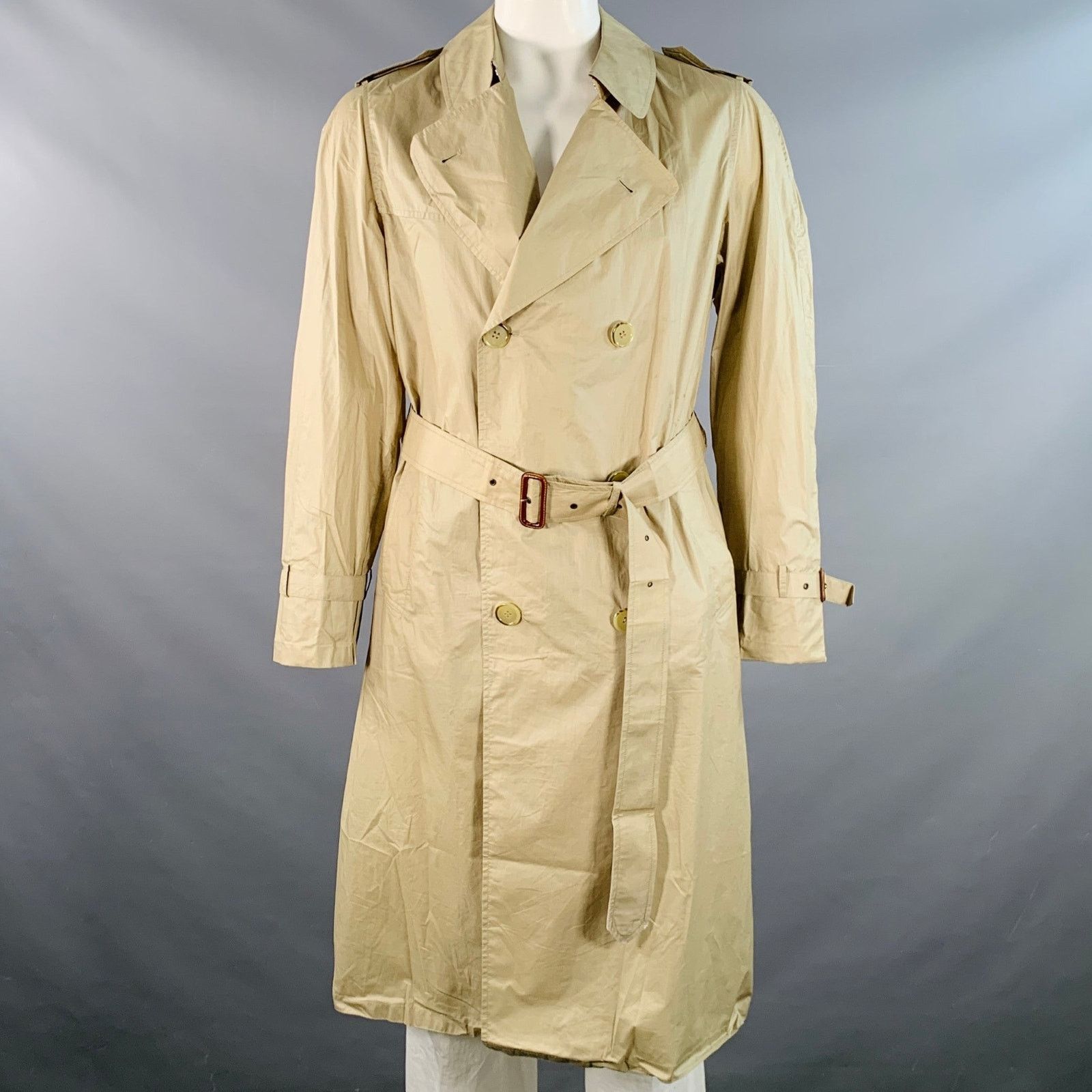 Pierre Balmain Size XL Beige Cotton Double Breasted Trench Coat Size US XL / EU 56 / 4 - 1 Thumbnail