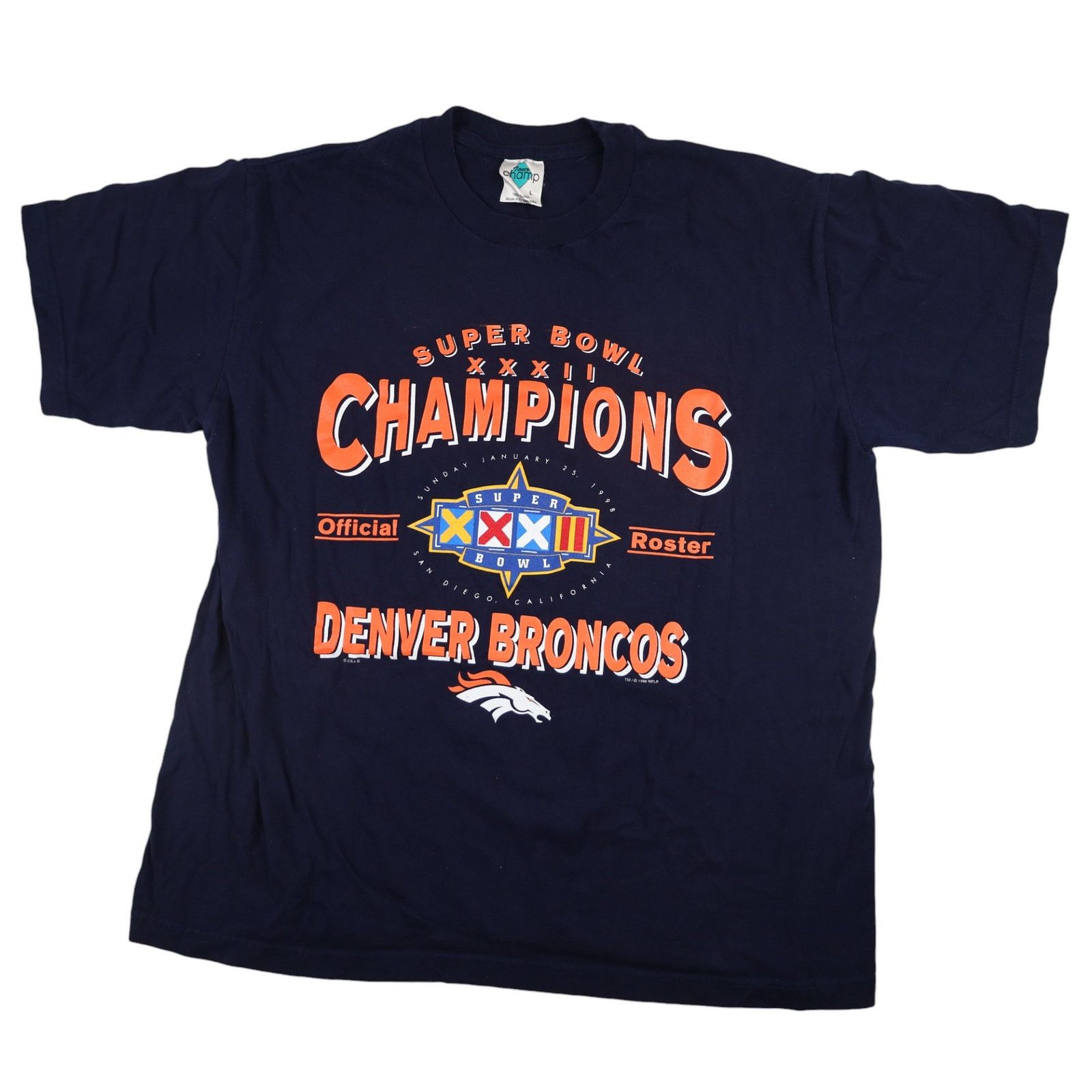 NFL × Vintage Vintage 90s Denver Broncos Champions Roster Graphic T Shirt Size US L / EU 52-54 / 3 - 1 Thumbnail