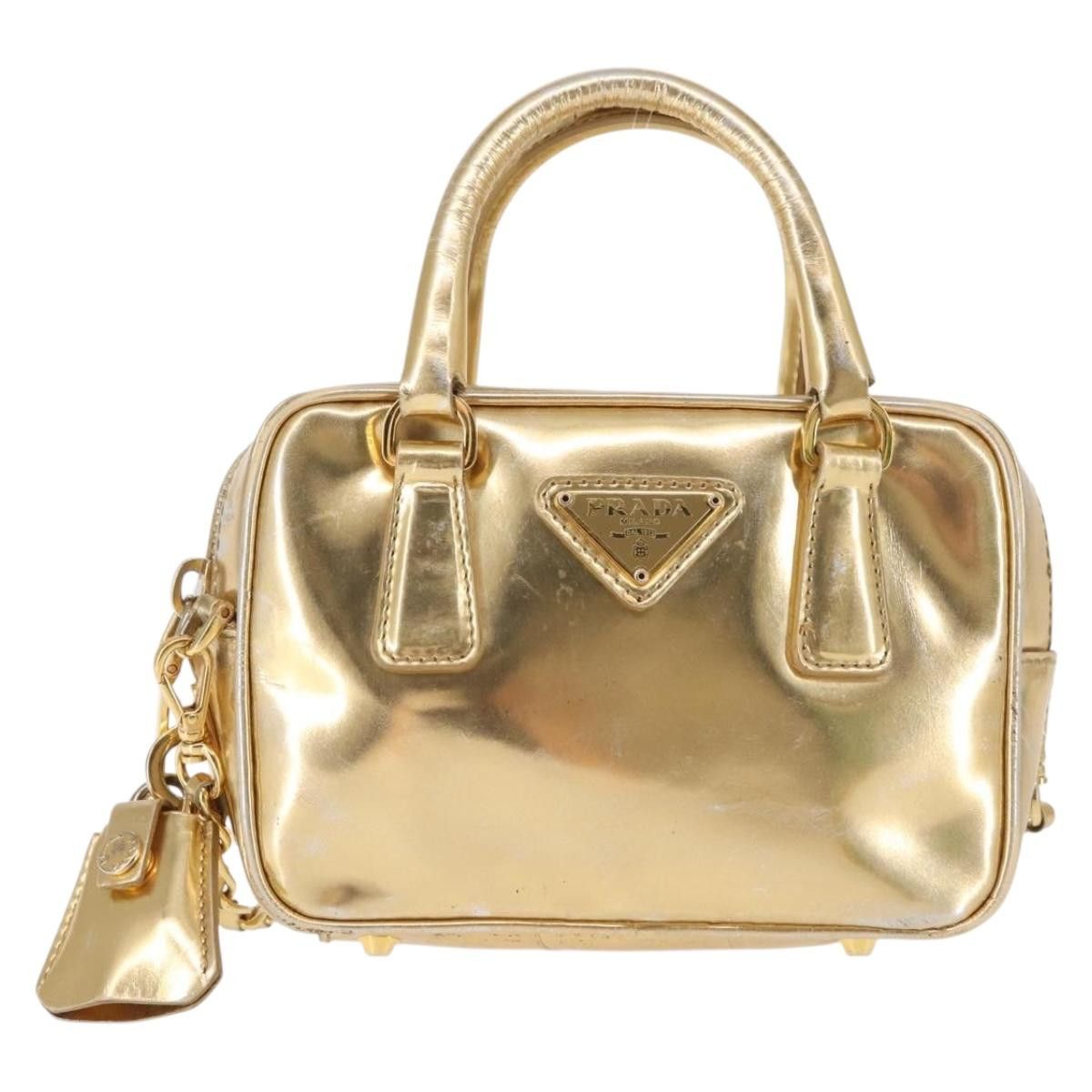 Prada PRADA Hand Bag Leather Gold Size ONE SIZE - 2 Thumbnail