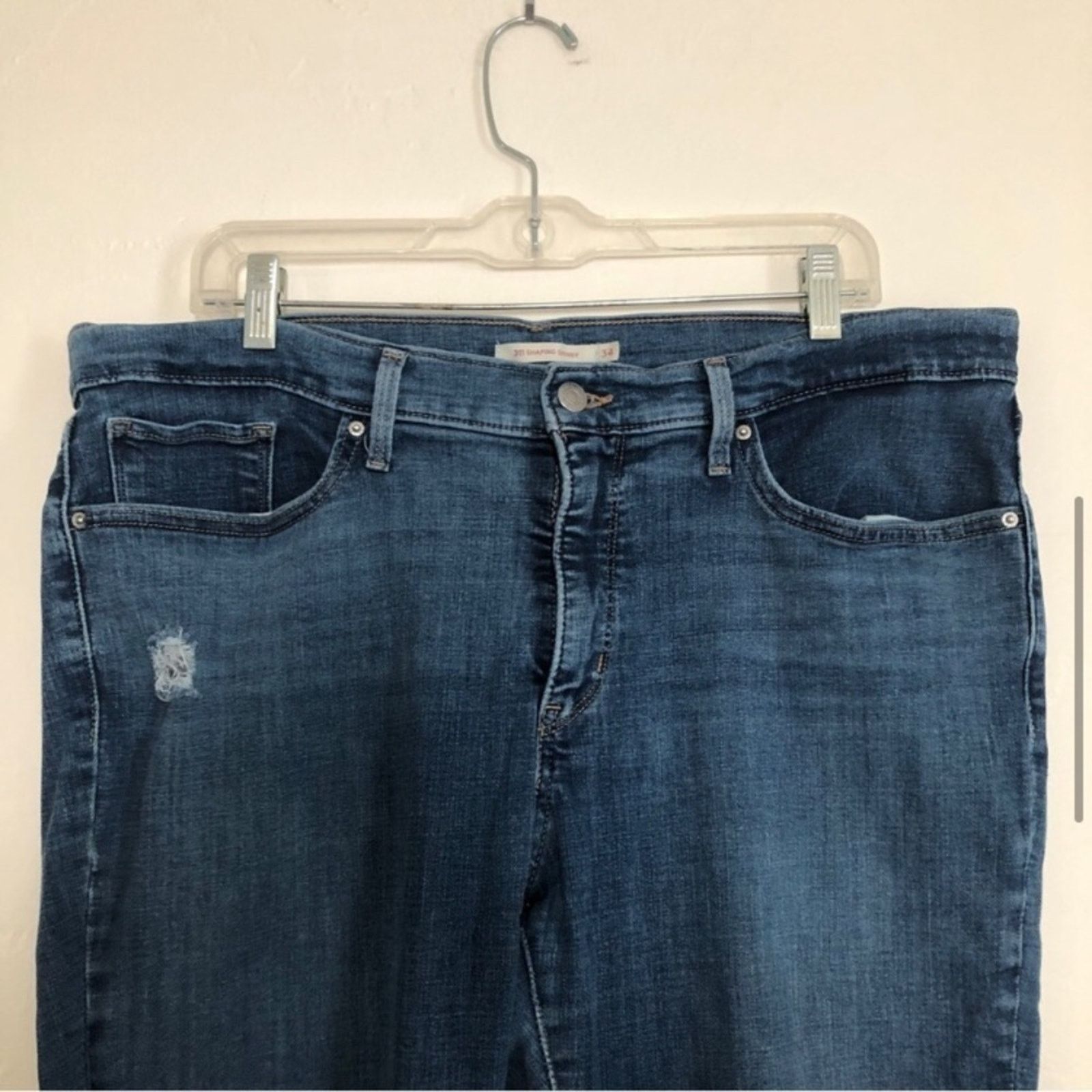 Levi's Levi's Jeans Shaping Skinny Distress Blue Denim Jeans Pants Size 34" / US 12 / IT 48 - 6 Thumbnail