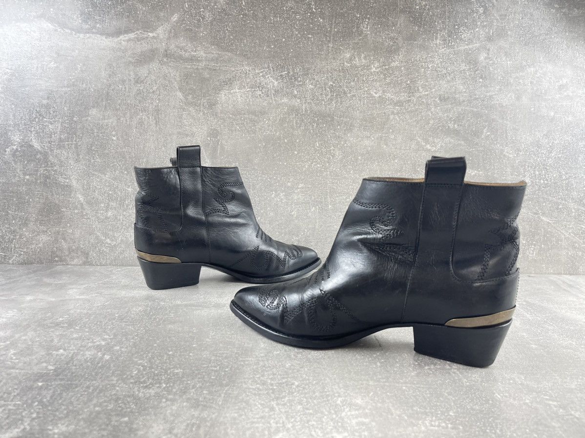 Buttero Buttero Italian Western Black Leather Cuban Heel Ankle Boots Size US 6.5 / IT 36.5 - 5 Thumbnail
