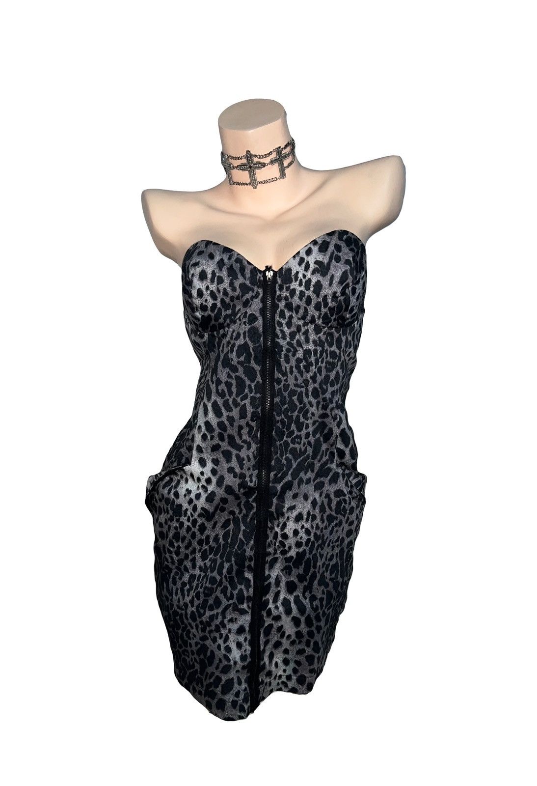 Japanese Brand Vintage Y2K Leopard strapless dress 🖤🐆 Size M / US 6-8 / IT 42-44 - 2 Thumbnail