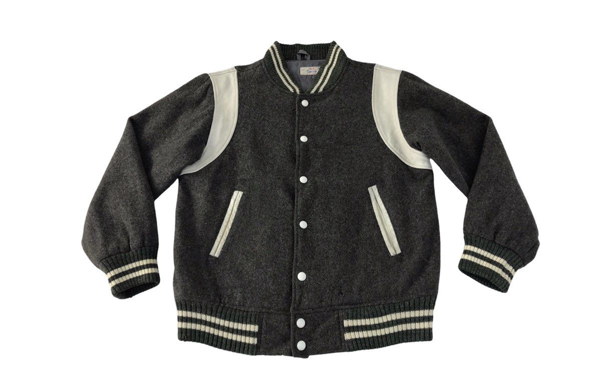 Vtg Jantzen Varsity Jacket Wool Distressed Snap Button Up