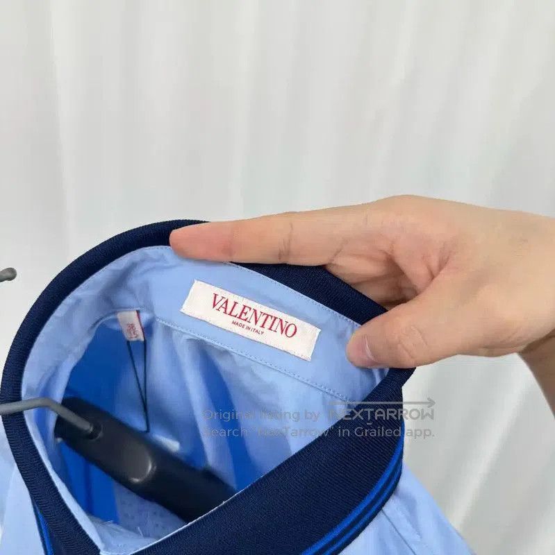 Valentino Valentino Blue Cotton Embroidered Logo Short Sleeve Polo . Size US M / EU 48-50 / 2 - 5 Thumbnail