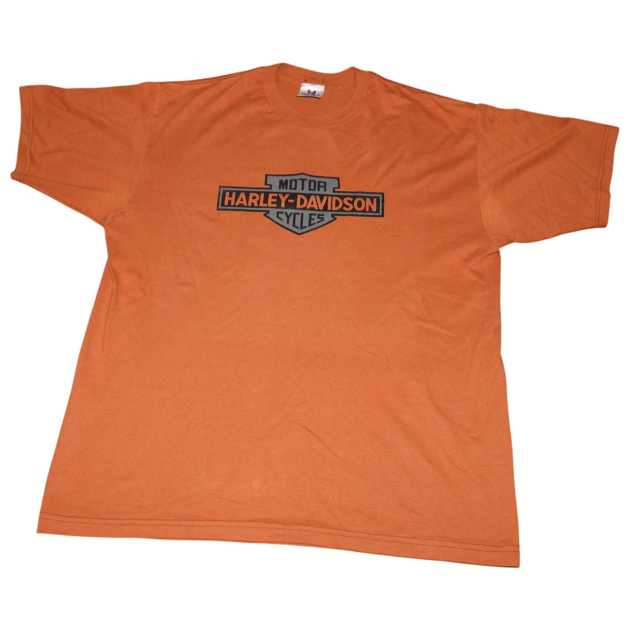 TEE JAYS Vintage 90s Harley-Davidson Motorcycles Orange Tee Jays Tag Size US XL / EU 56 / 4 - 1 Thumbnail