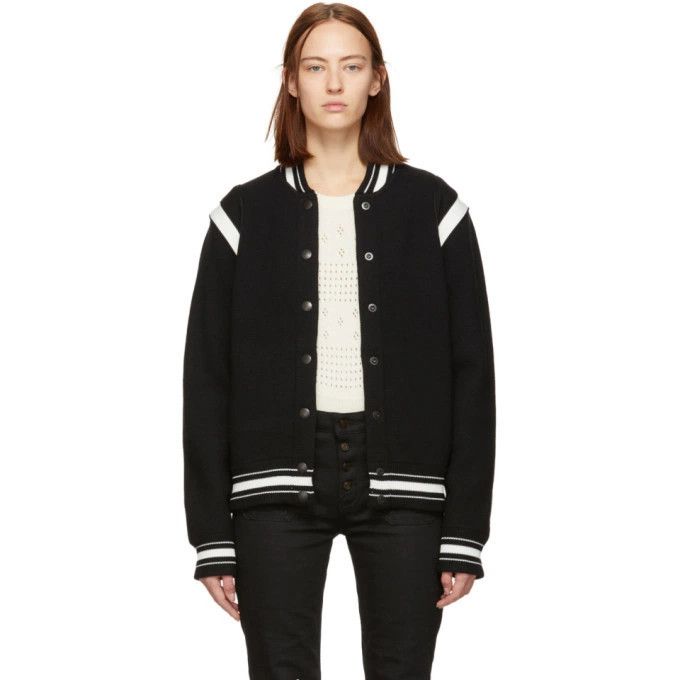 Givenchy o1srvl11e1024 Wool 4G Bomber Jacket in Black/White Size XS / US 0-2 / IT 36-38 - 1 Thumbnail