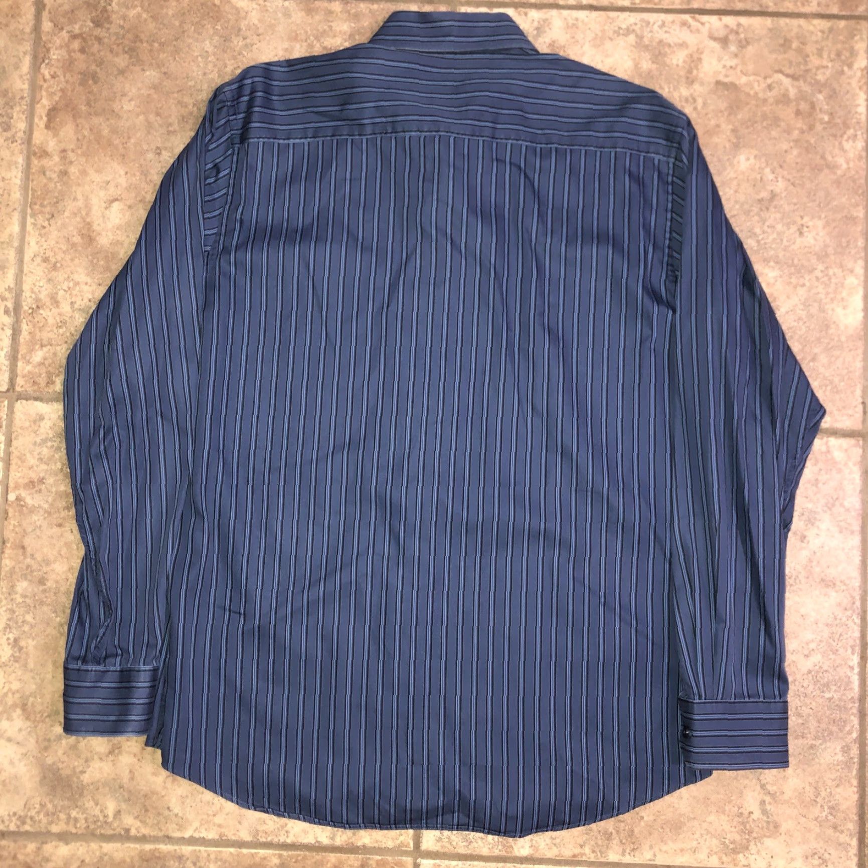 BUGATCHI VINTAGE Bugatchi Uomo Men's Shirt Long Sleeve Blue Striped Button-Up XL Size US XL / EU 56 / 4 - 4 Thumbnail