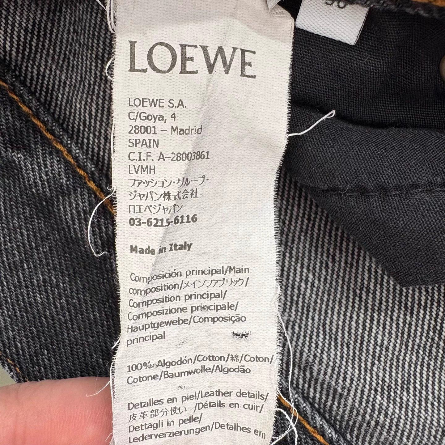 Loewe LOEWE Washed Leather Logo Raw Hem Jeans Men's Black Size US 28 / EU 44 - 4 Thumbnail