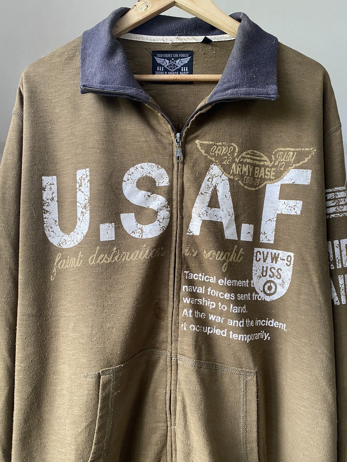 Vintage US AIR FORCE MILITARY 80s 90s ZIPPER SWEATSHIRT Size US XL / EU 56 / 4 - 6 Thumbnail