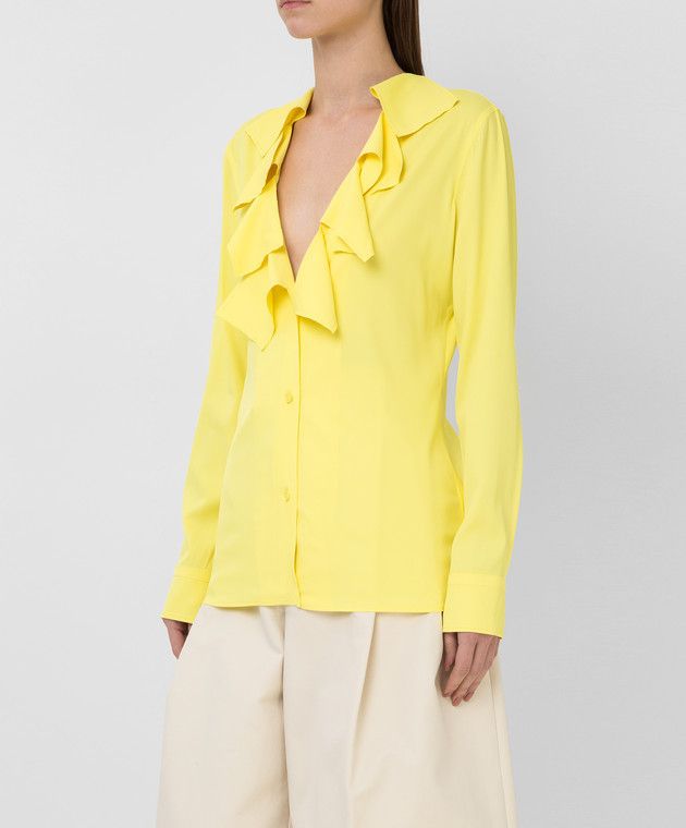 Bottega Veneta o1y0725 Solid Color Shirt in Yellow Size XS / US 0-2 / IT 36-38 - 3 Thumbnail