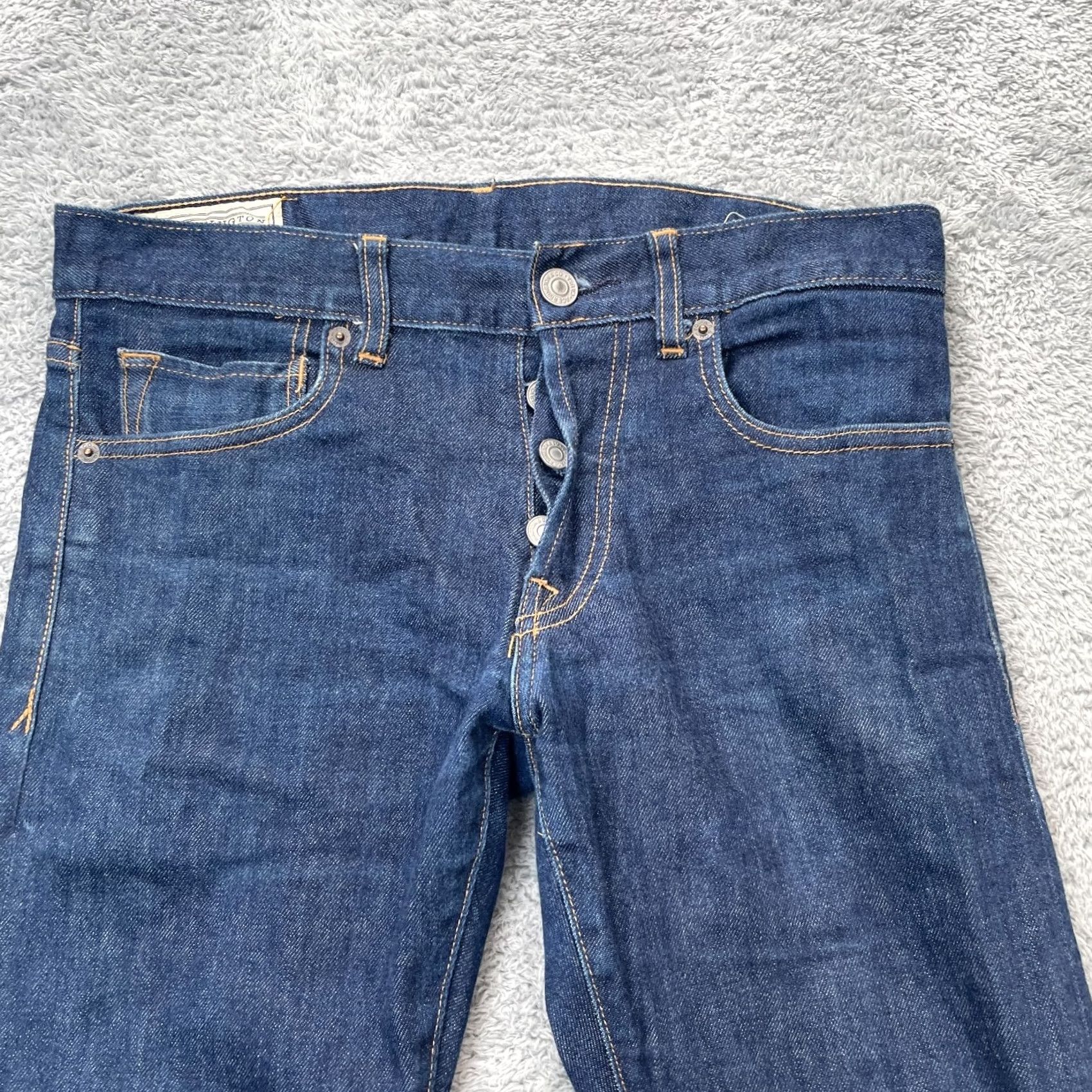 Denime Ace Rivington Jeans Womens 30 Blue Denim Tapered 5-Pocket Logo Stitch Dark Wash Regular 30in Inseam Mens Womens Girls Boys Size 30" / US 8 / IT 44 - 6 Thumbnail