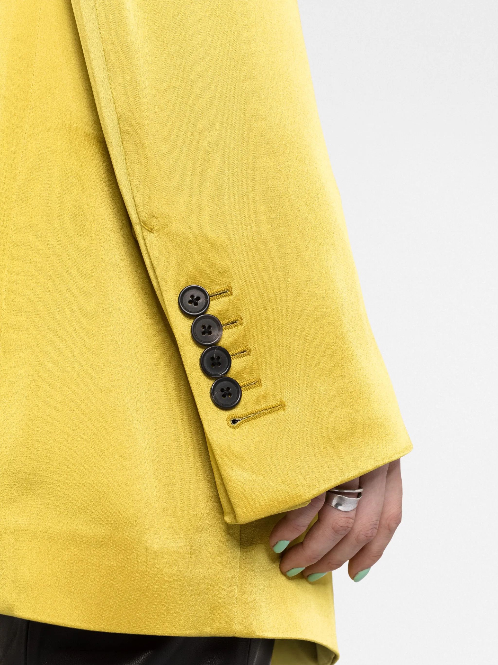 Tom Ford o1w1db10225 GI2915 Double-breasted Satin Blazer in Yellow Size XL / US 12-14 / IT 48-50 - 3 Thumbnail