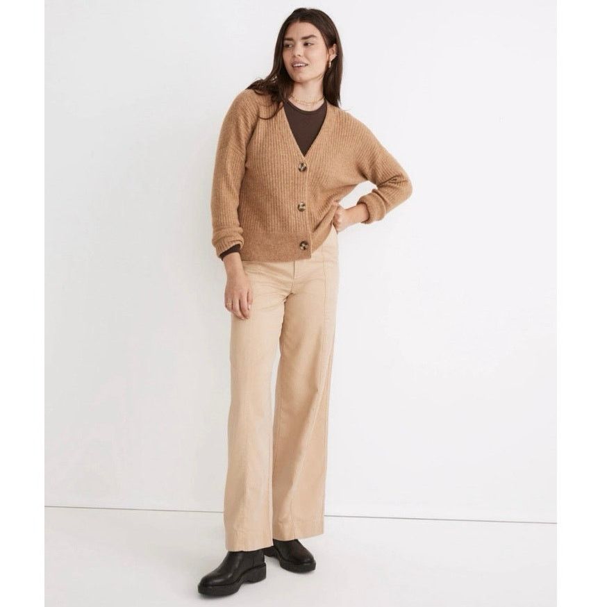 Madewell Madewell Cameron Ribbed Cropped Wool Alpaca Cardigan Camel M Size M / US 6-8 / IT 42-44 - 10 Thumbnail